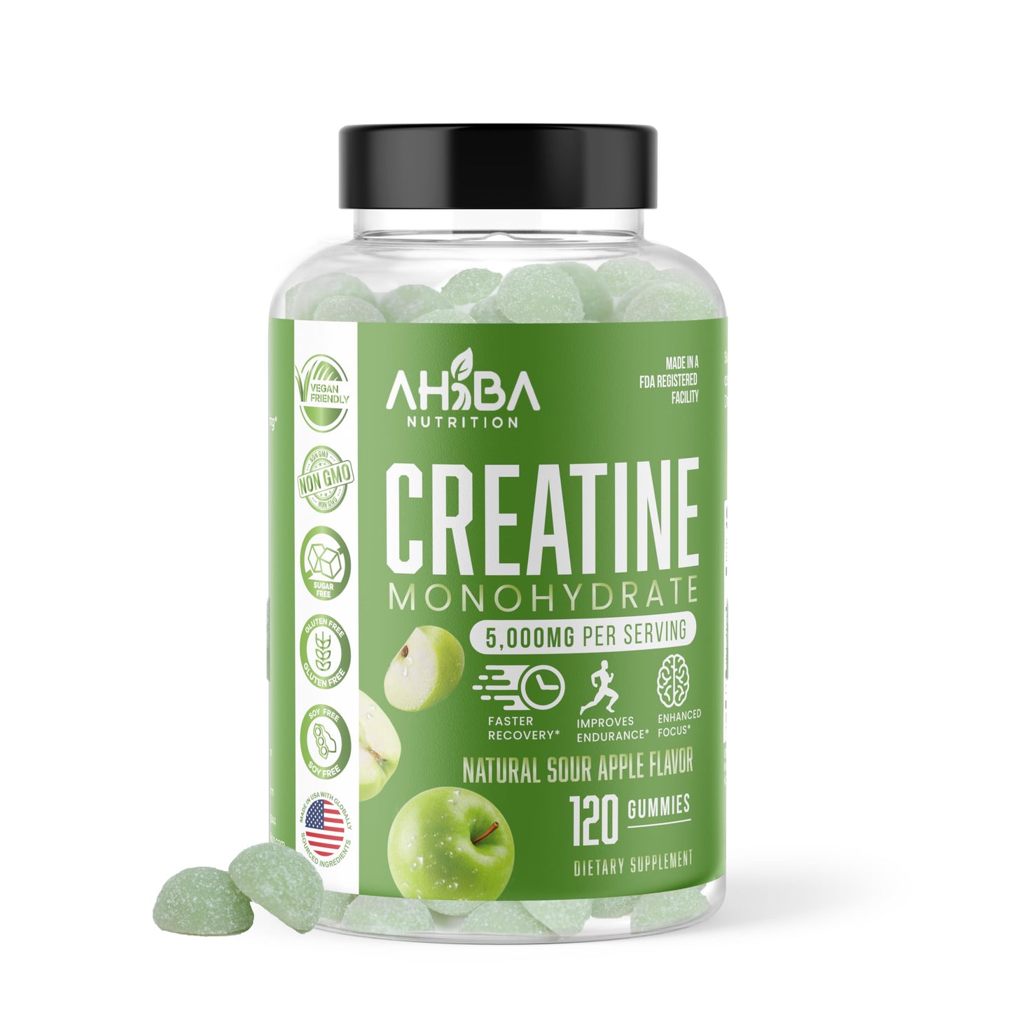 Ahiba Nutrition Creatine Monohydrate Gummies 120 Count