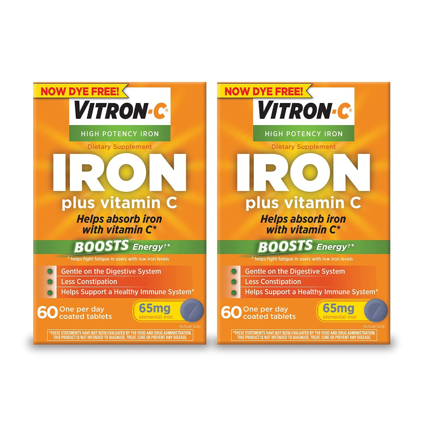 Vitron-C Iron Supplement Plus Vitamin C Tablets, 180 Tablets