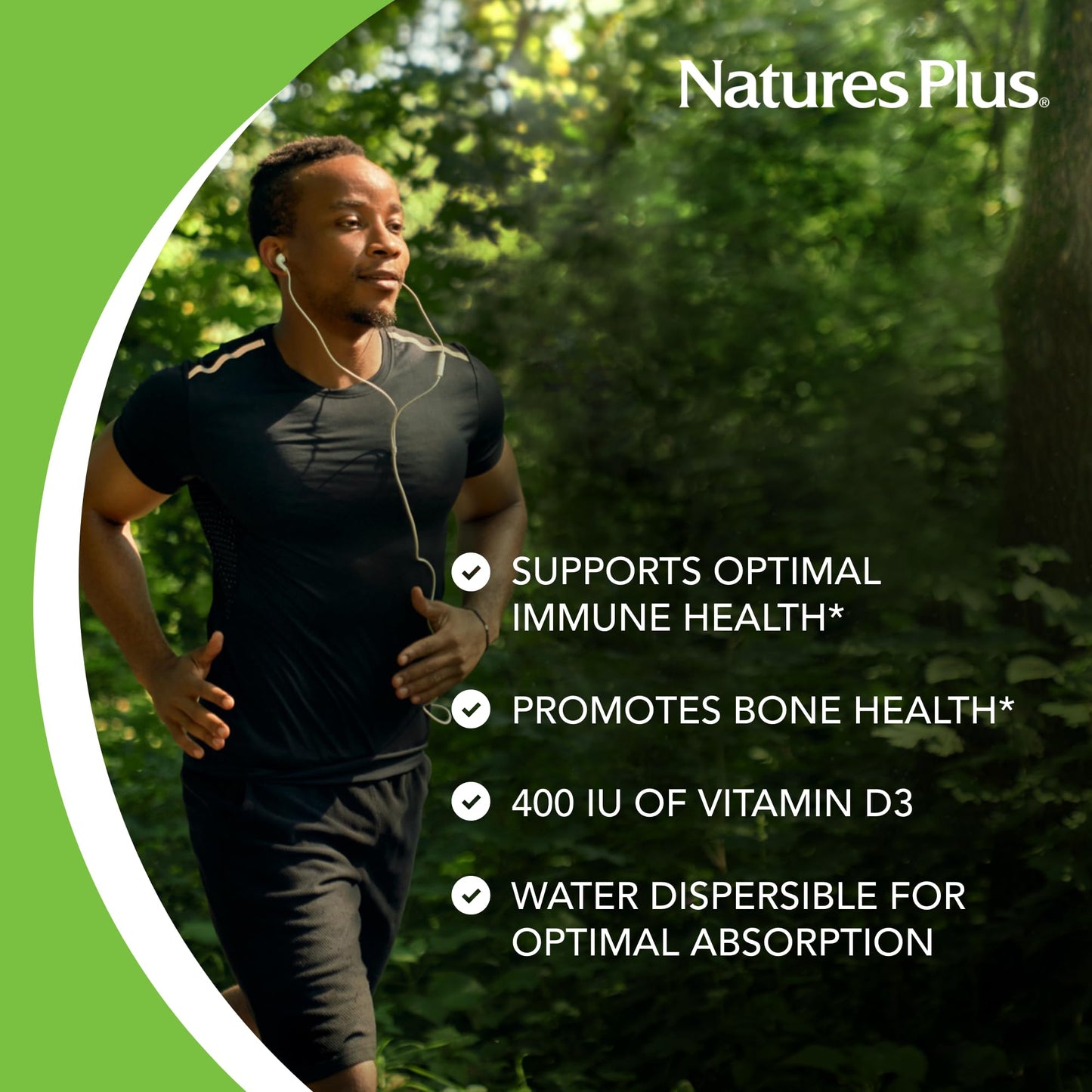 NaturesPlus Vitamin D3 400 IU Water-Dispersible Tablets, 90 Count