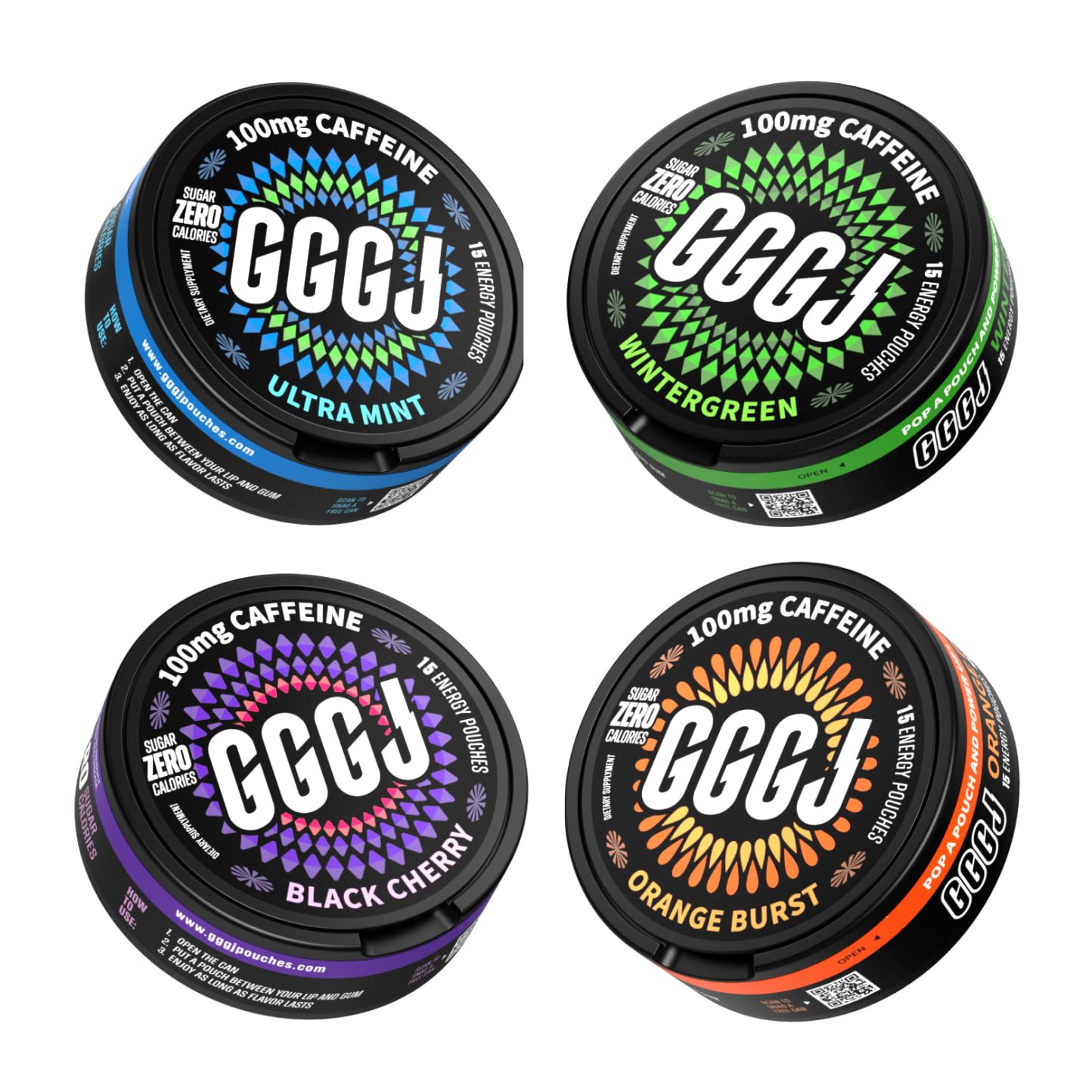GGGJ Caffeine Nootropic Energy Pouches Chewable 60 Count
