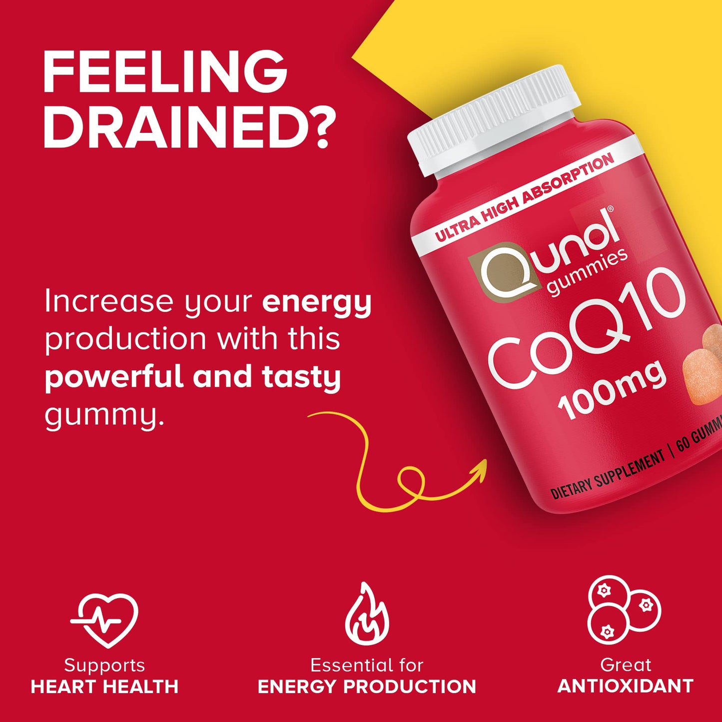 Qunol CoQ10 Gummies 100mg, 120 Count