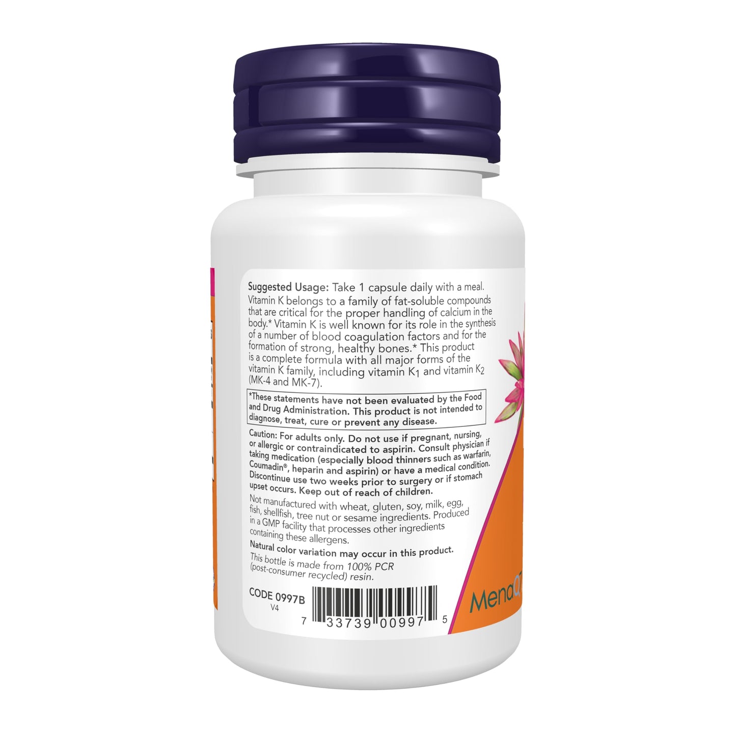 NOW Foods MK-7 Plus with K1 & MK-4, Veg Capsules, 90 Count