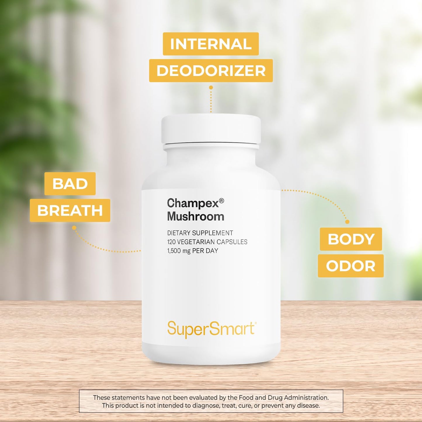 Supersmart Champex Mushroom (Agaricus Bisporus Extract) 1500 mg per Day Vegetarian Capsules, 120 Count