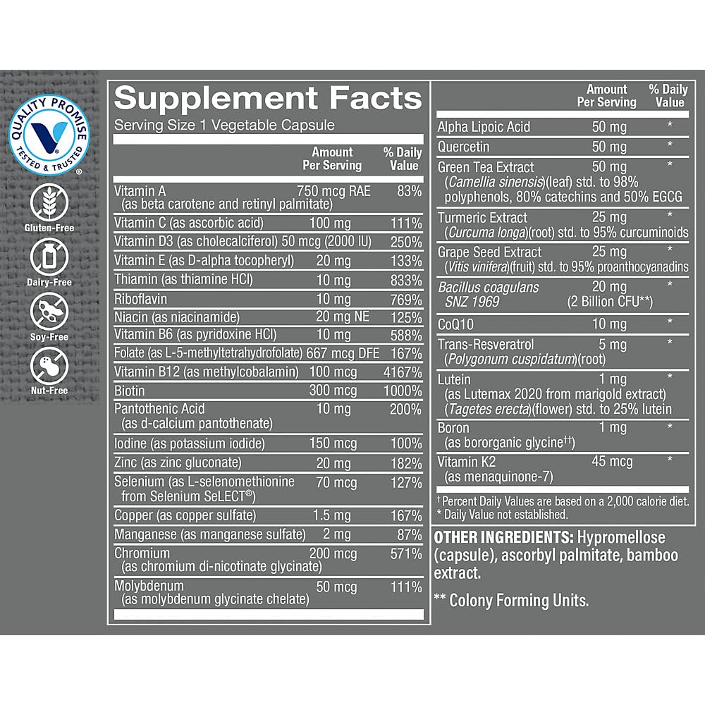The Vitamin Shoppe MenaTMs 50+ Once Daily Multivitamin for Immune, Energy, Digestive, and Cardiovascular Support, Vegetarian Capsules, 60 Count