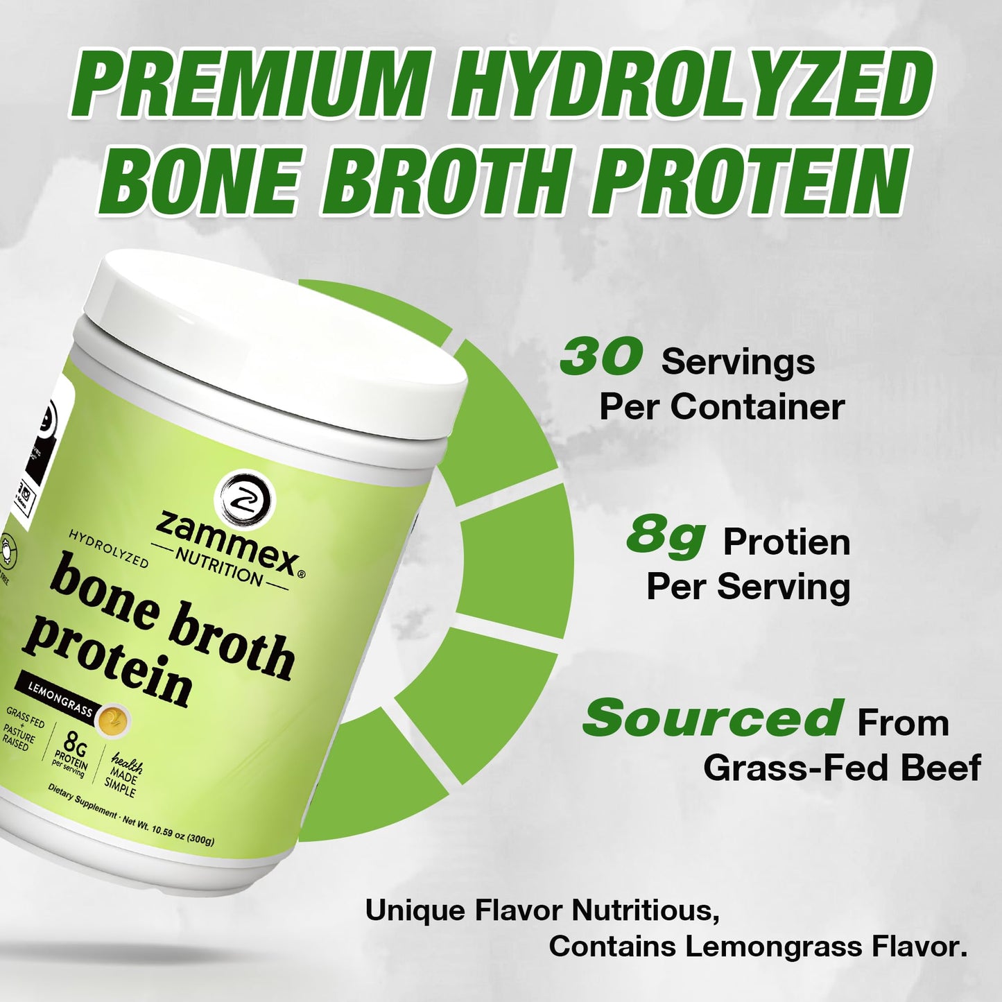Zammex Beef Bone Broth Protein Powder 10.58 oz