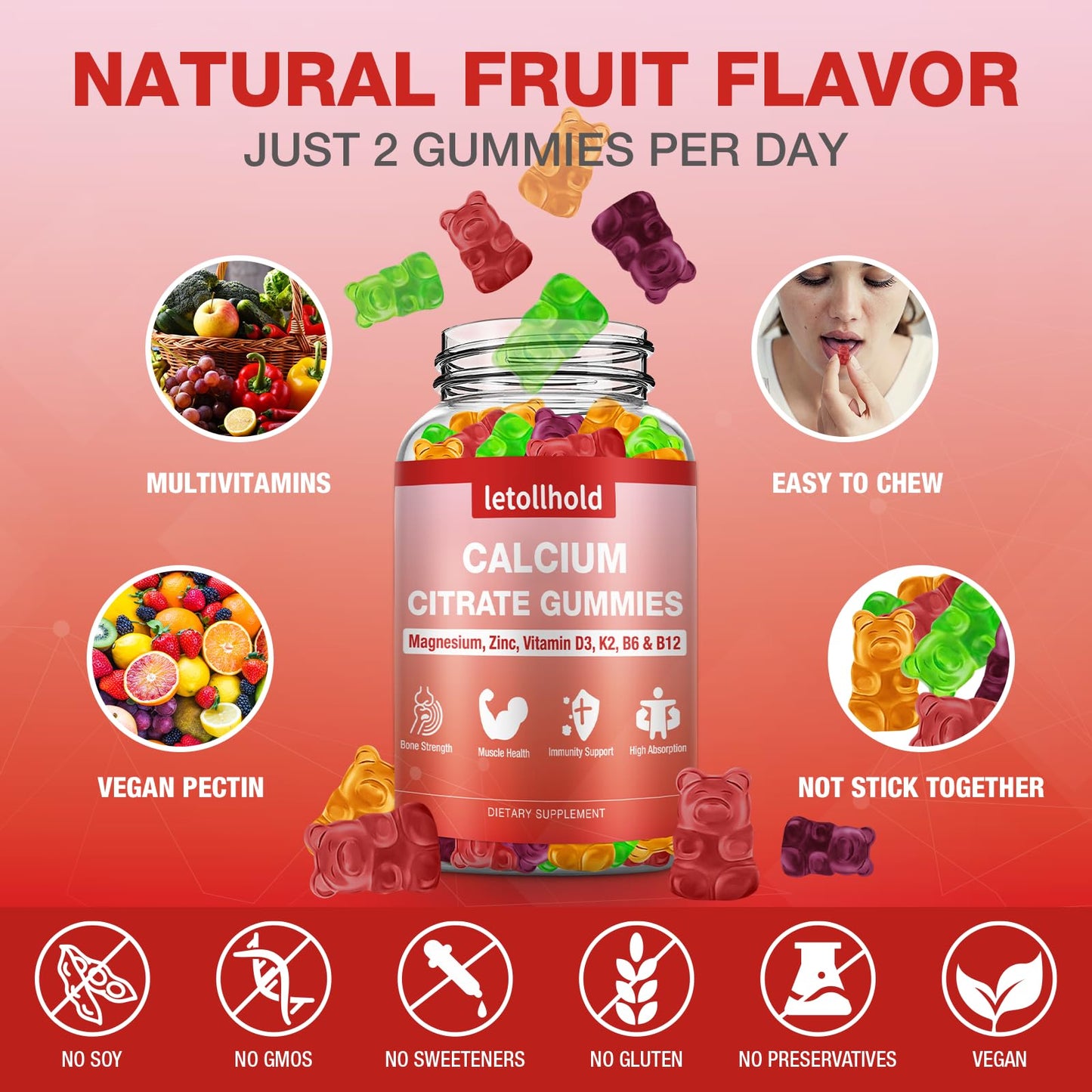Letollhold Calcium Citrate Gummies 120 Gummies