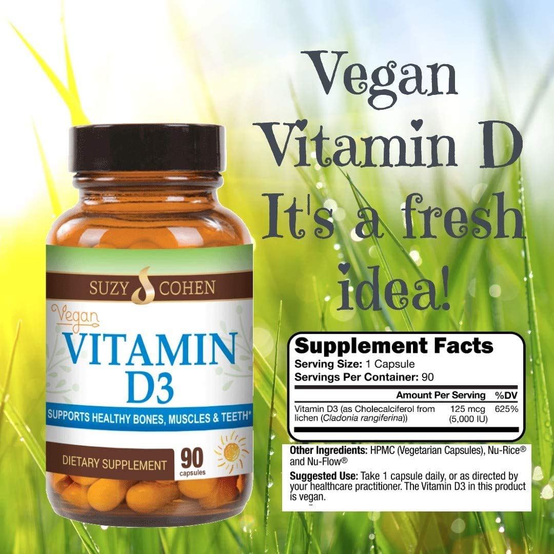 Script Essentials Vegan Vitamin D3 5000 IU Bone & Immune Support Non-GMO Gluten Free 90 Capsules
