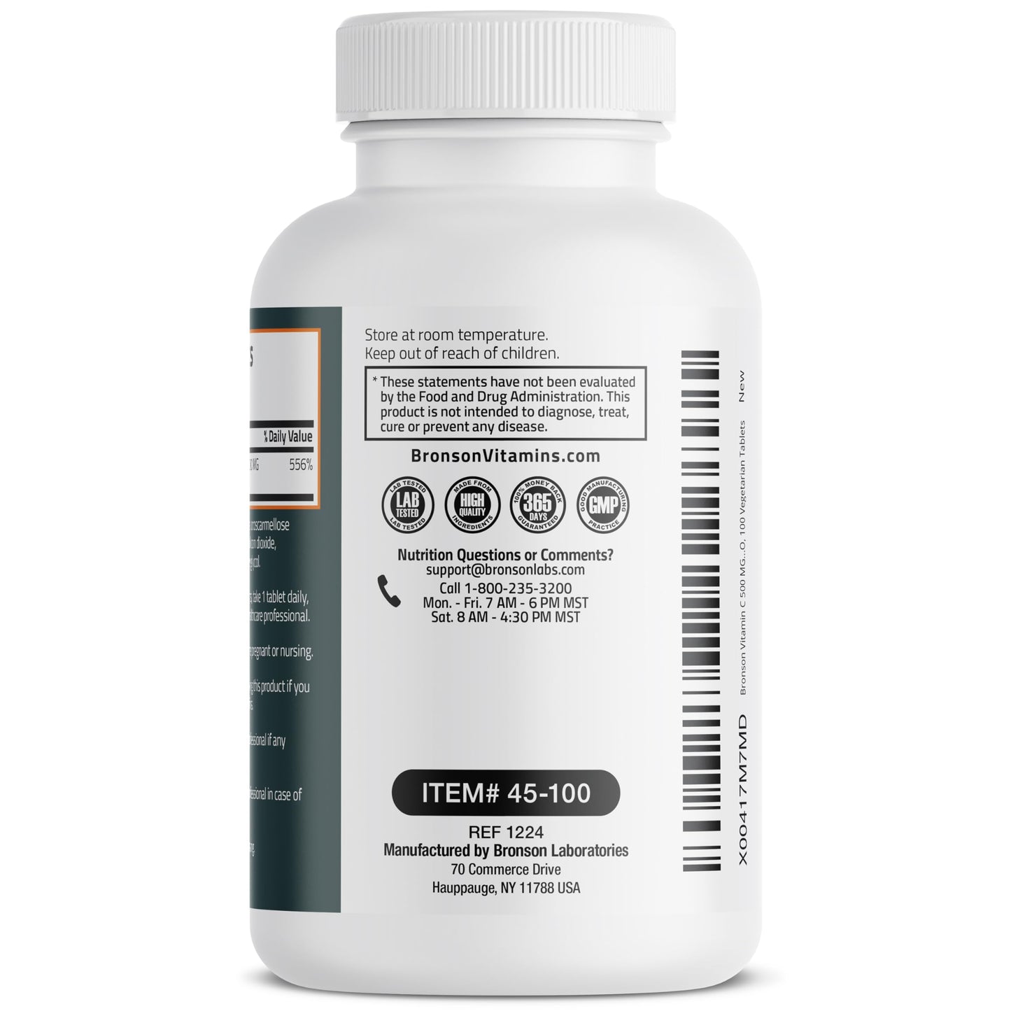 Bronson Vitamin C 500 mg Tablets, 100 Count