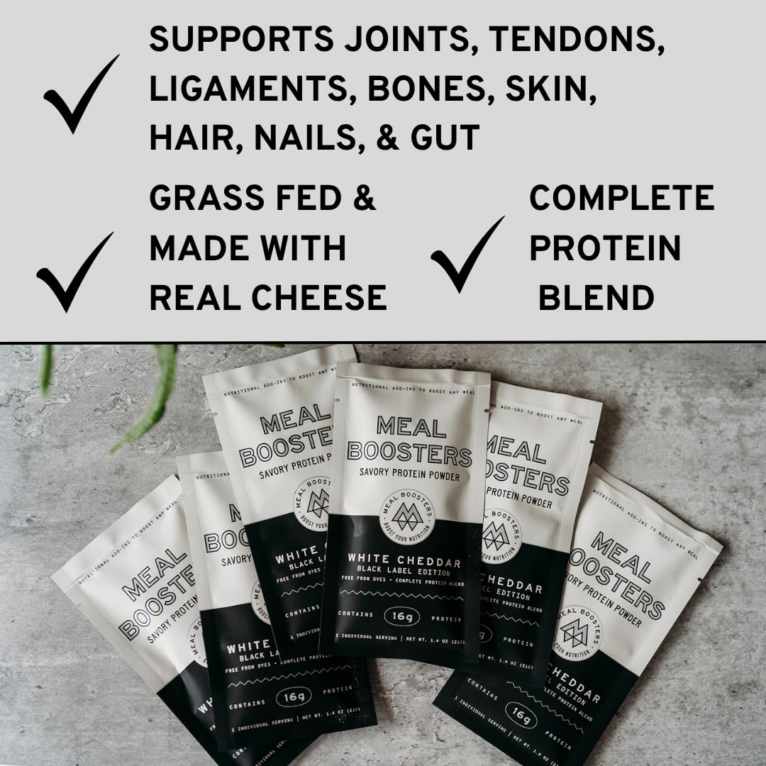 Meal Boosters Savory Protein Powder, White Cheddar Flavor Complete Protein Blend, Powder, Sampler Pack, 6 Servings
