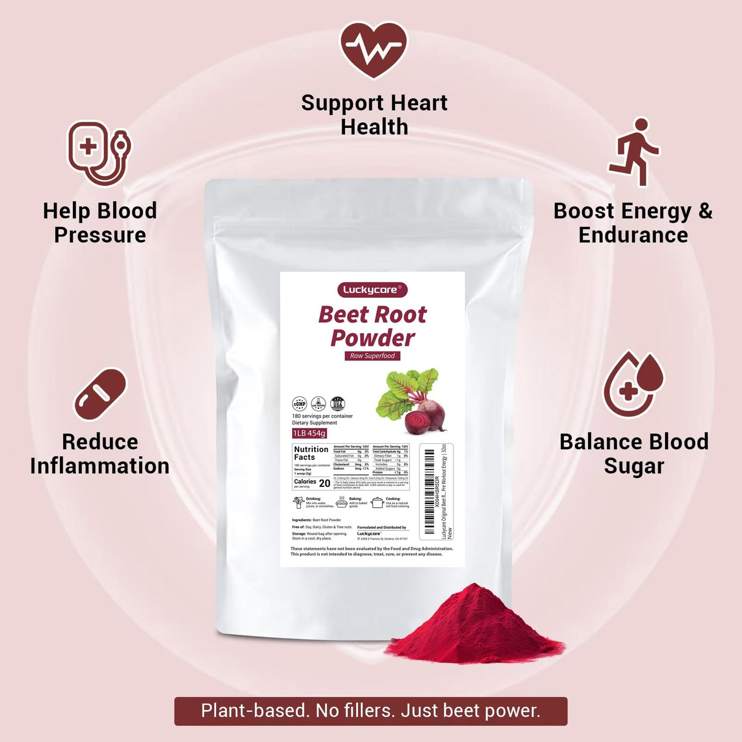Luckycare Organic Beet Root Powder 16 oz