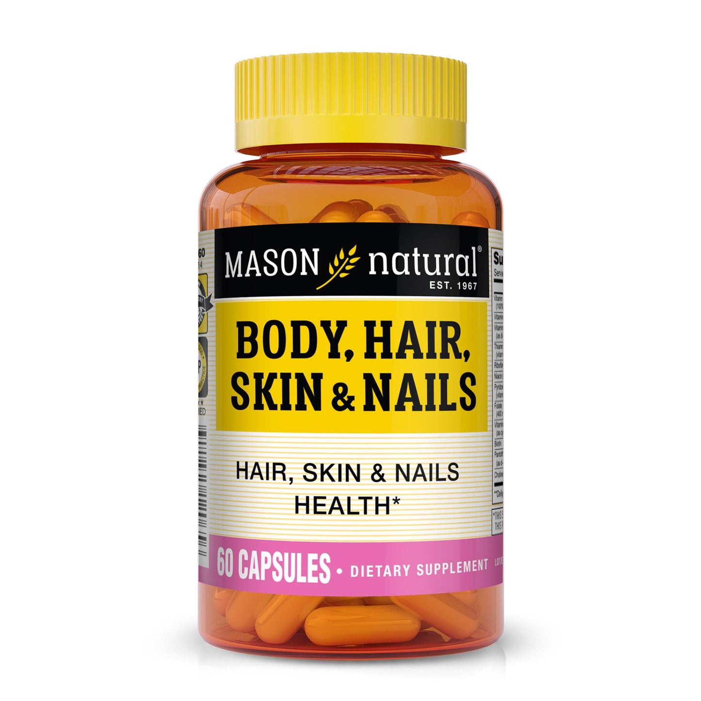 MASON NATURAL Hair, Skin & Nails Premium Beauty Supplement with Biotin, 60 Capsules