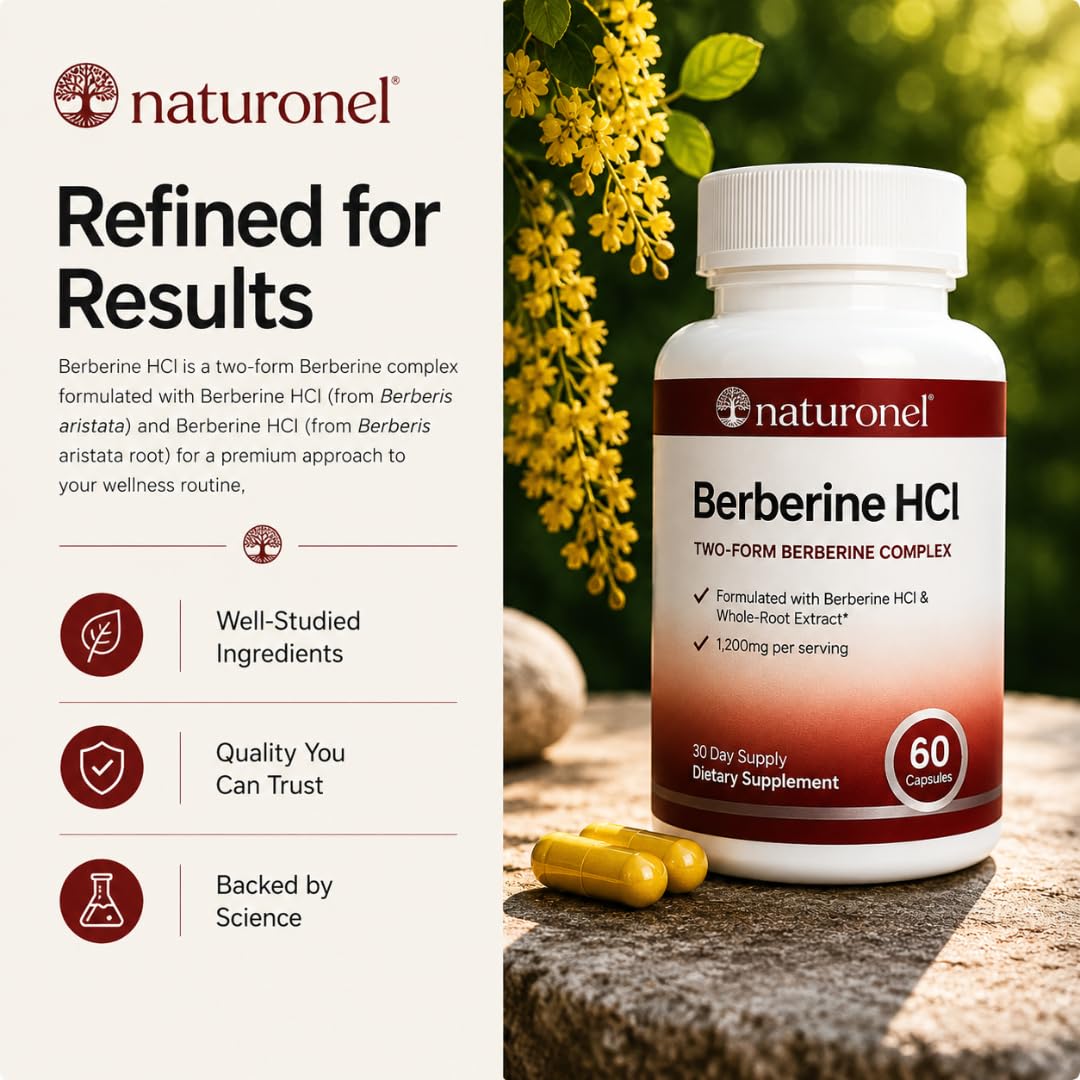 Naturonel Berberine HCl 1200mg Capsule, 60 Count