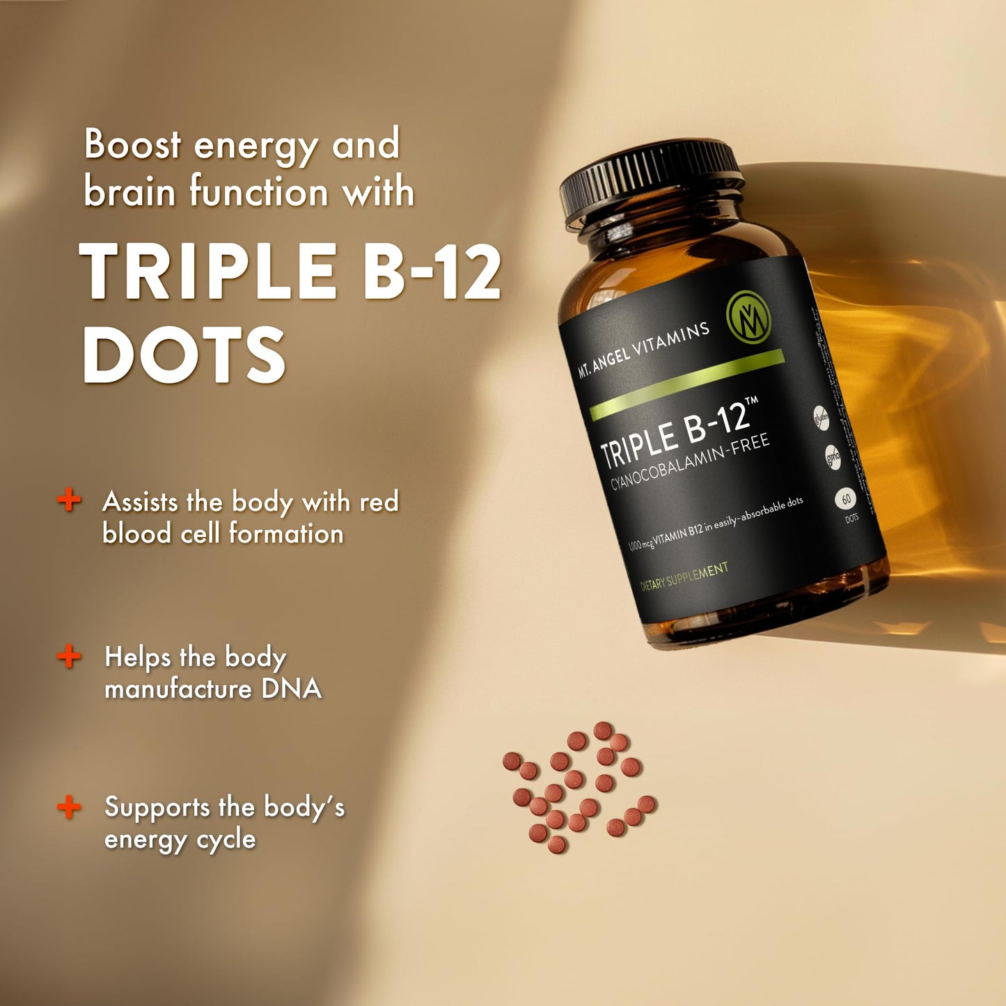 Mt. Angel Vitamins Triple B-12 Dots Capsules, 60 Count