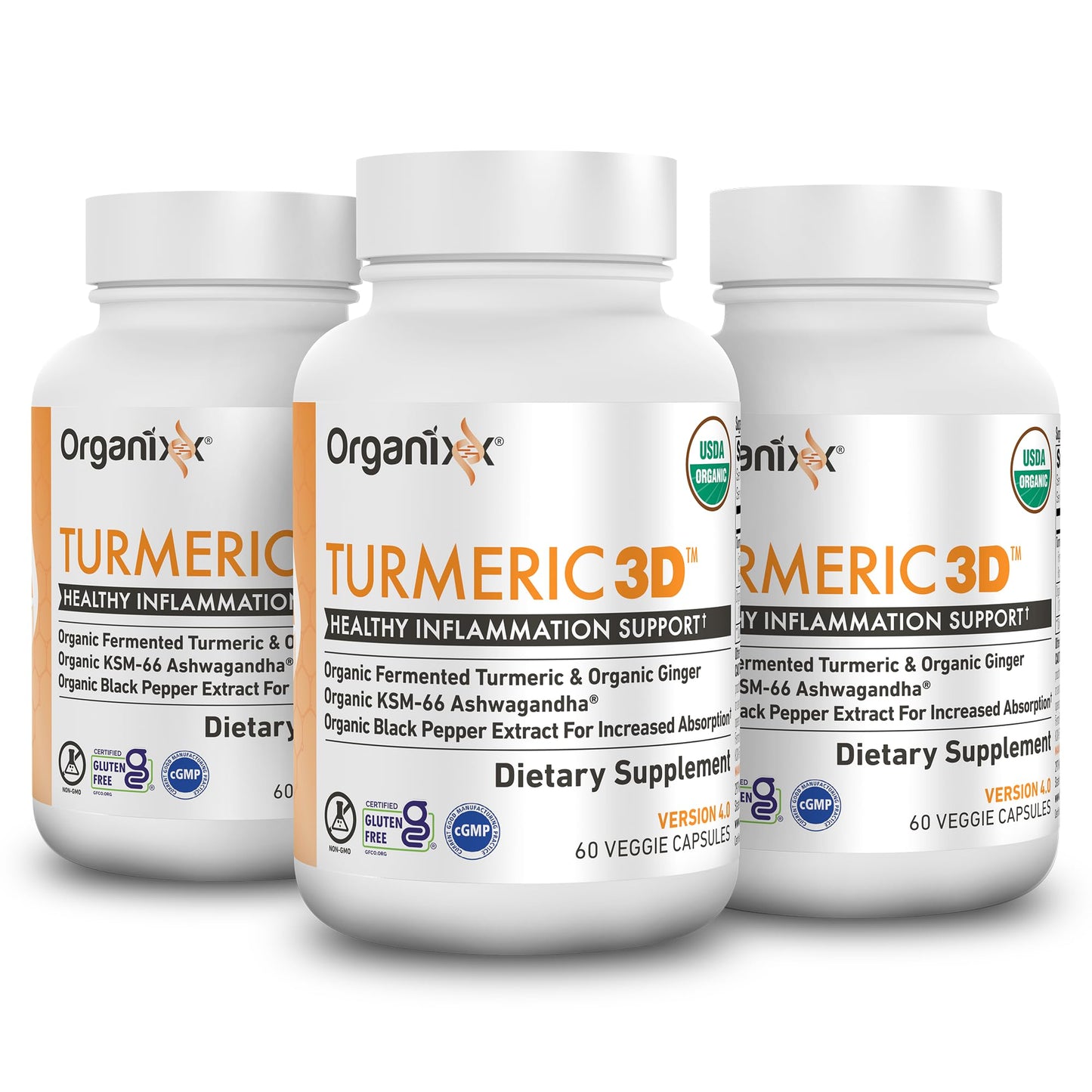 Organixx Organic Turmeric Curcumin with Ashwagandha Capsules 180