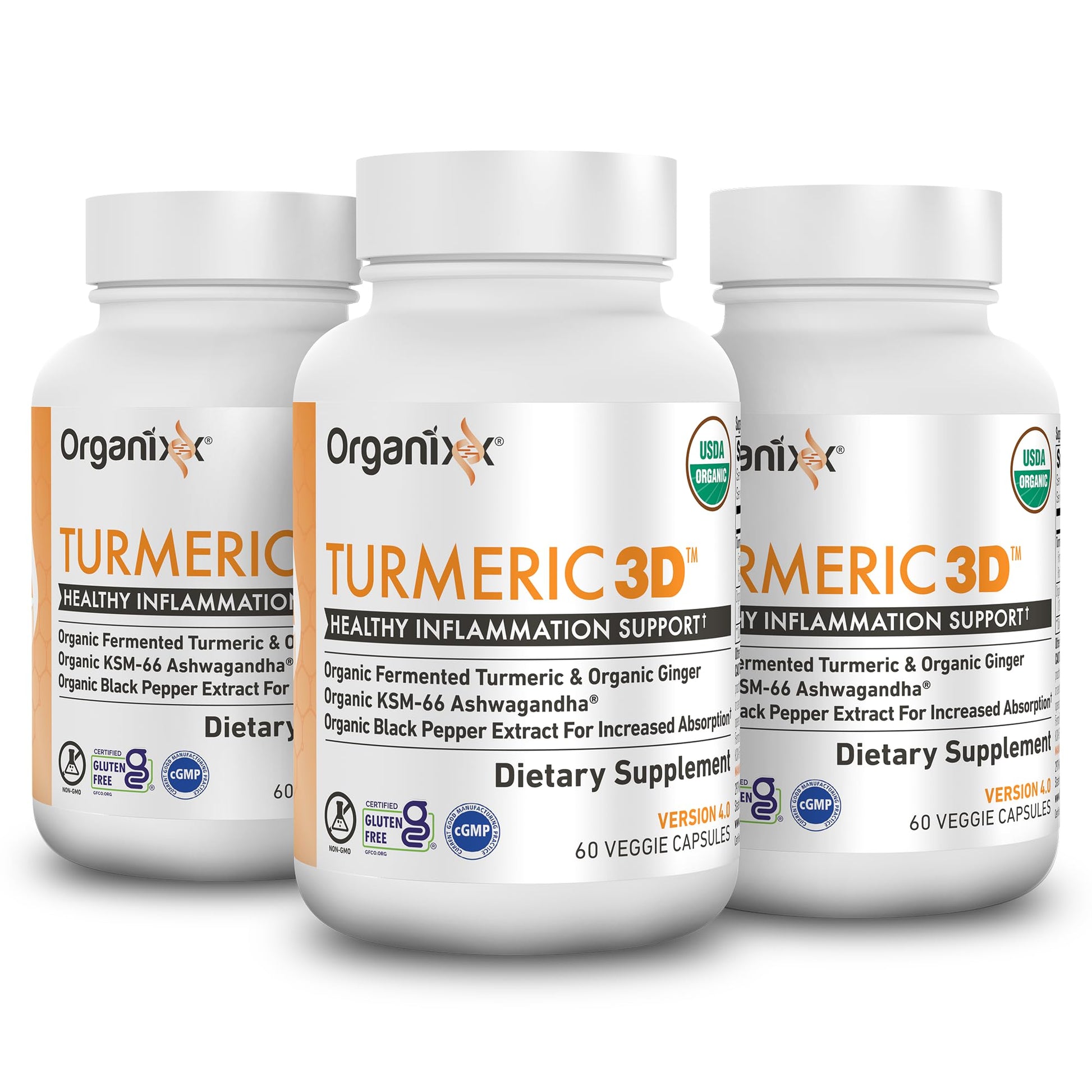 Organixx Organic Turmeric Curcumin with Ashwagandha Capsules 180