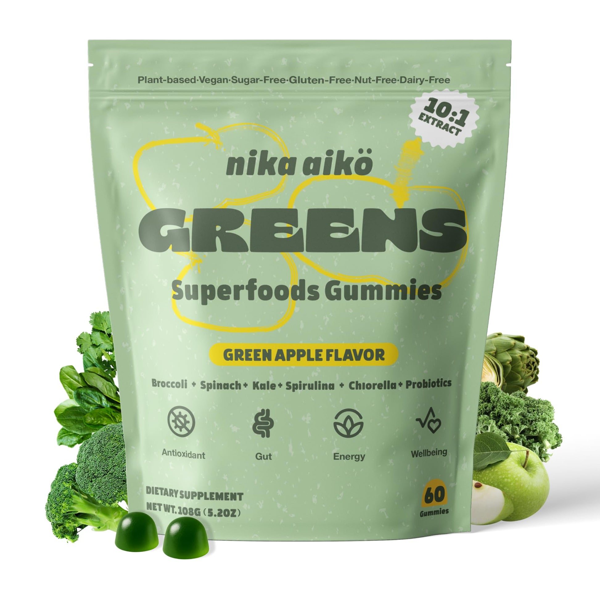 Nika Aiko Greens Superfood Gummy 60 Count