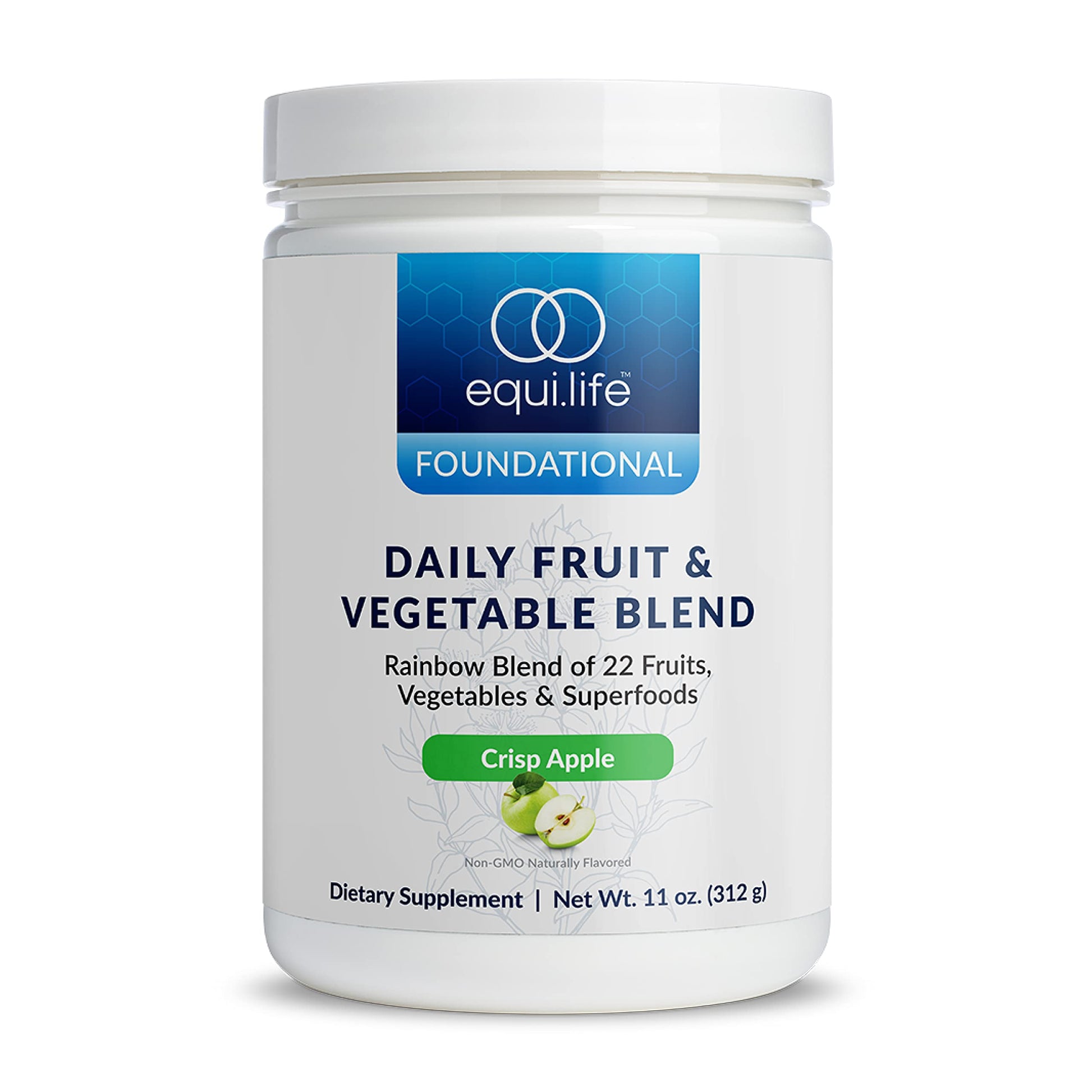 Equilife Daily Fruit & Vegetable Green Powder, Crisp Apple, 11 oz