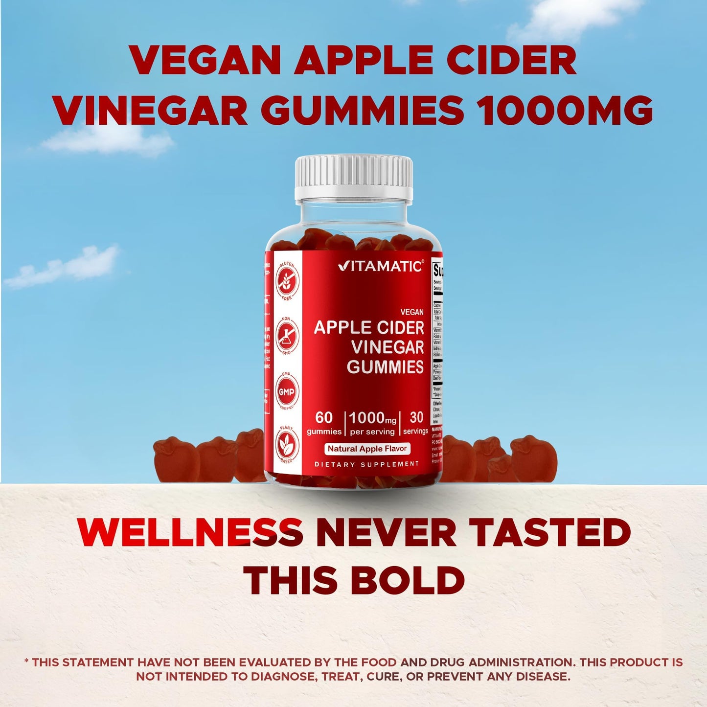 Vitamatic Apple Cider Vinegar Gummies 60 Count
