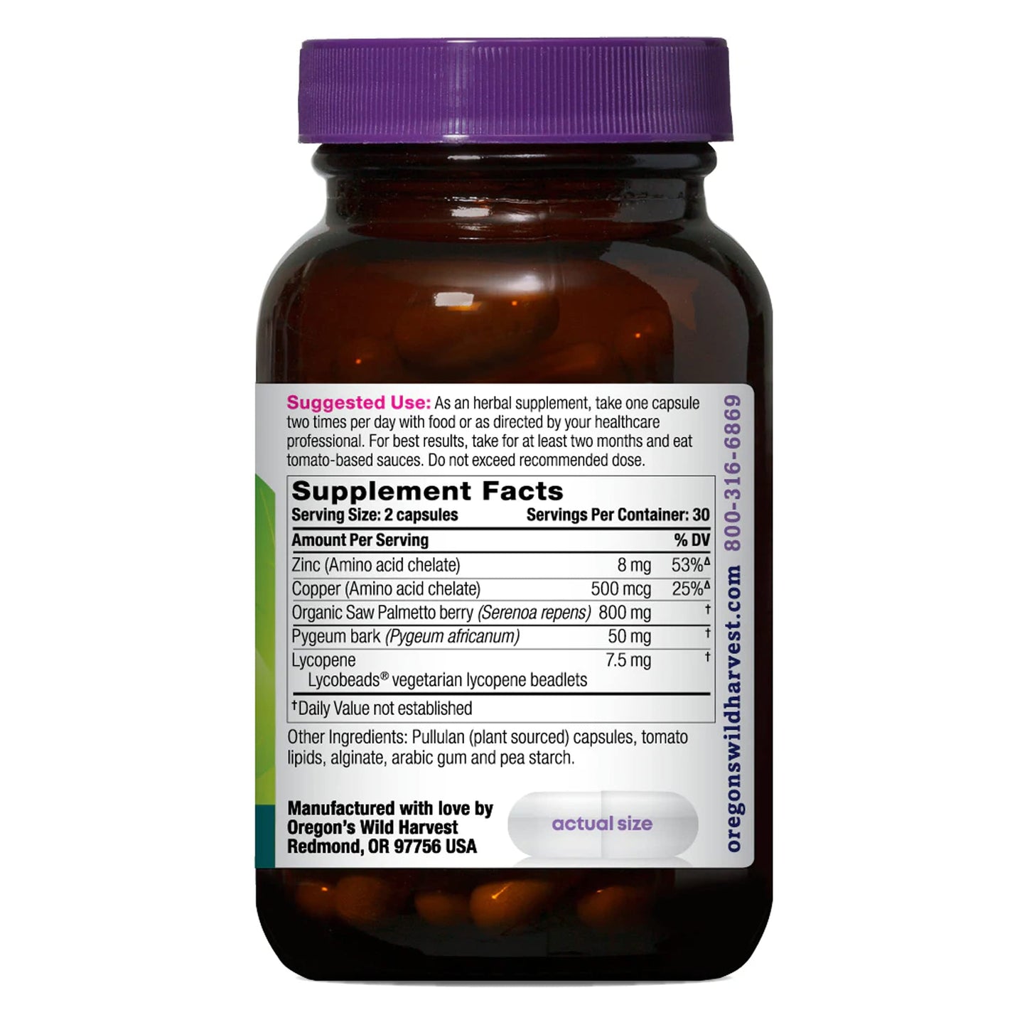 Oregon's Wild Harvest Prostate Health with Lycopene Capsules, 60 Count