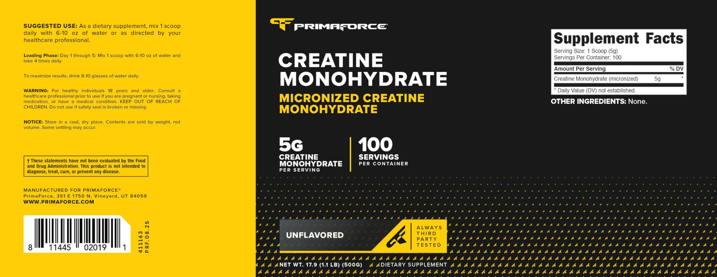 Primaforce Micronized Creatine Monohydrate Powder 500 g