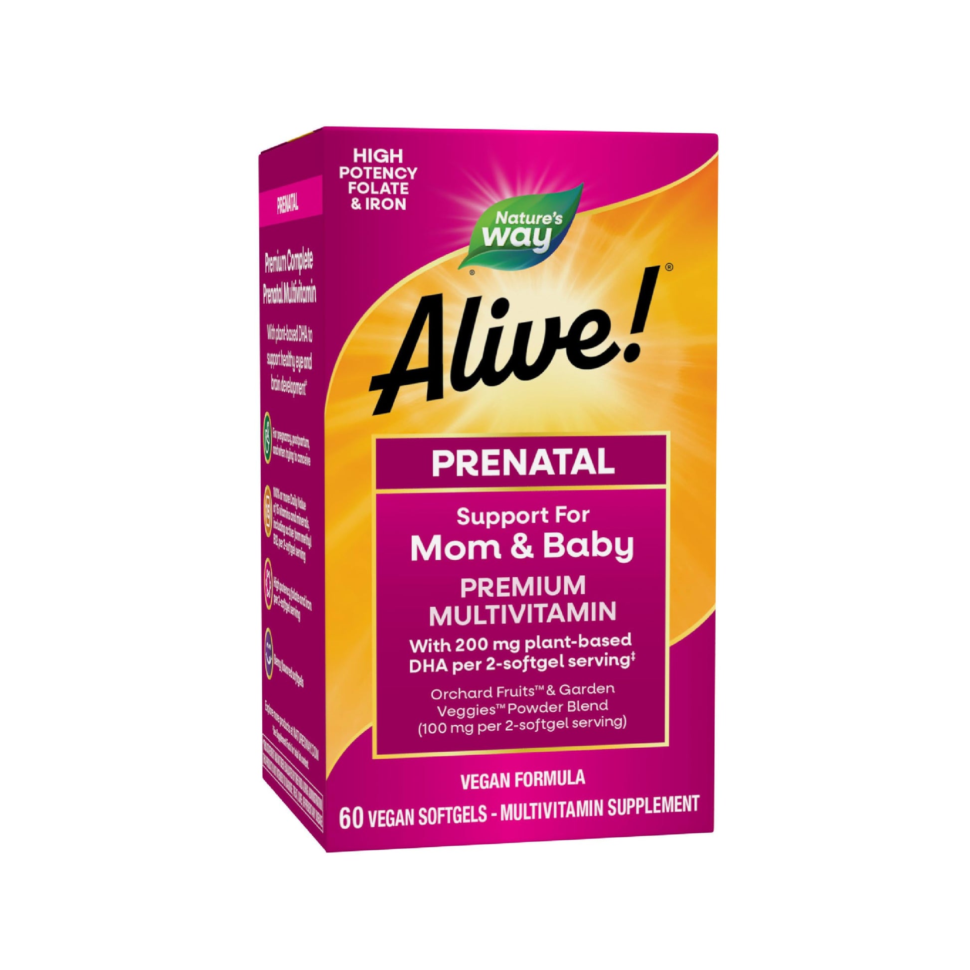 Nature's Way Alive! Complete Premium Prenatal Multivitamins for Women, Healthy Eye and Brain Development*, 60 Softgels