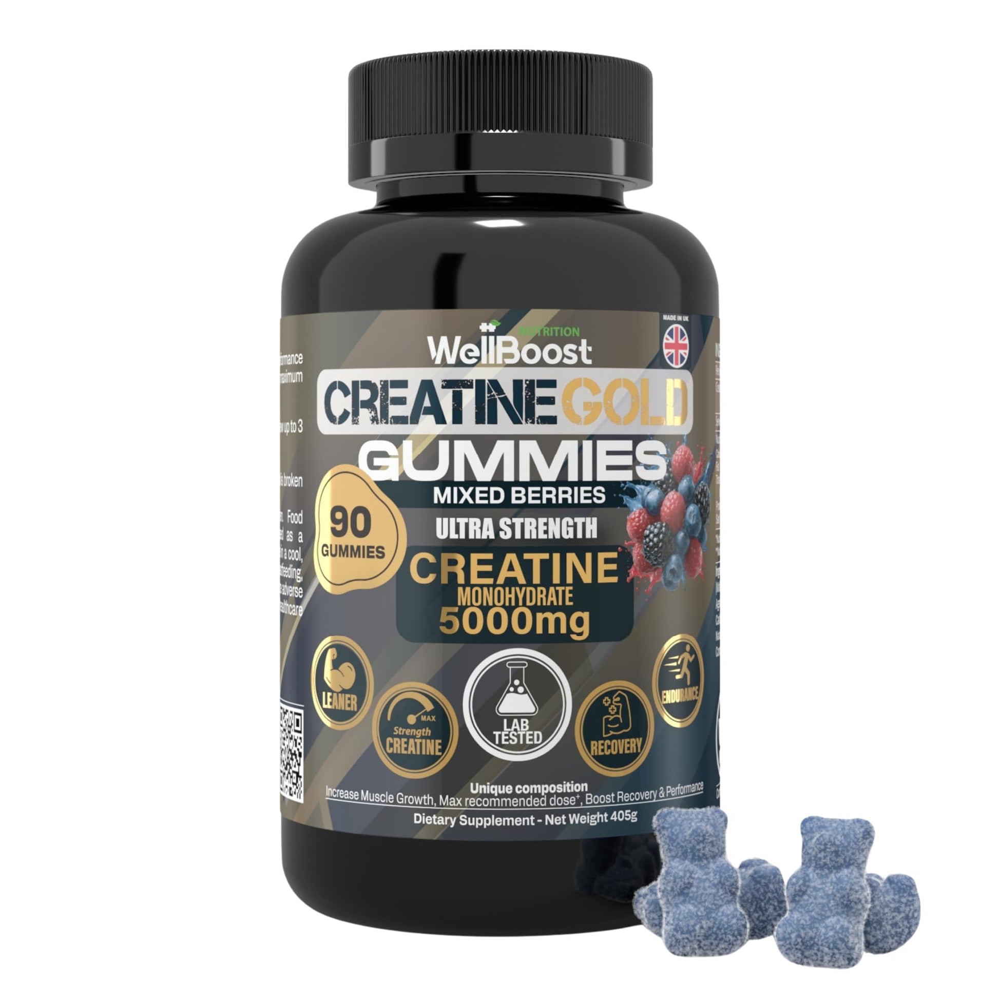 WellBoost Creatine Gold – 5000mg Creatine Monohydrate Gummy 90 Count
