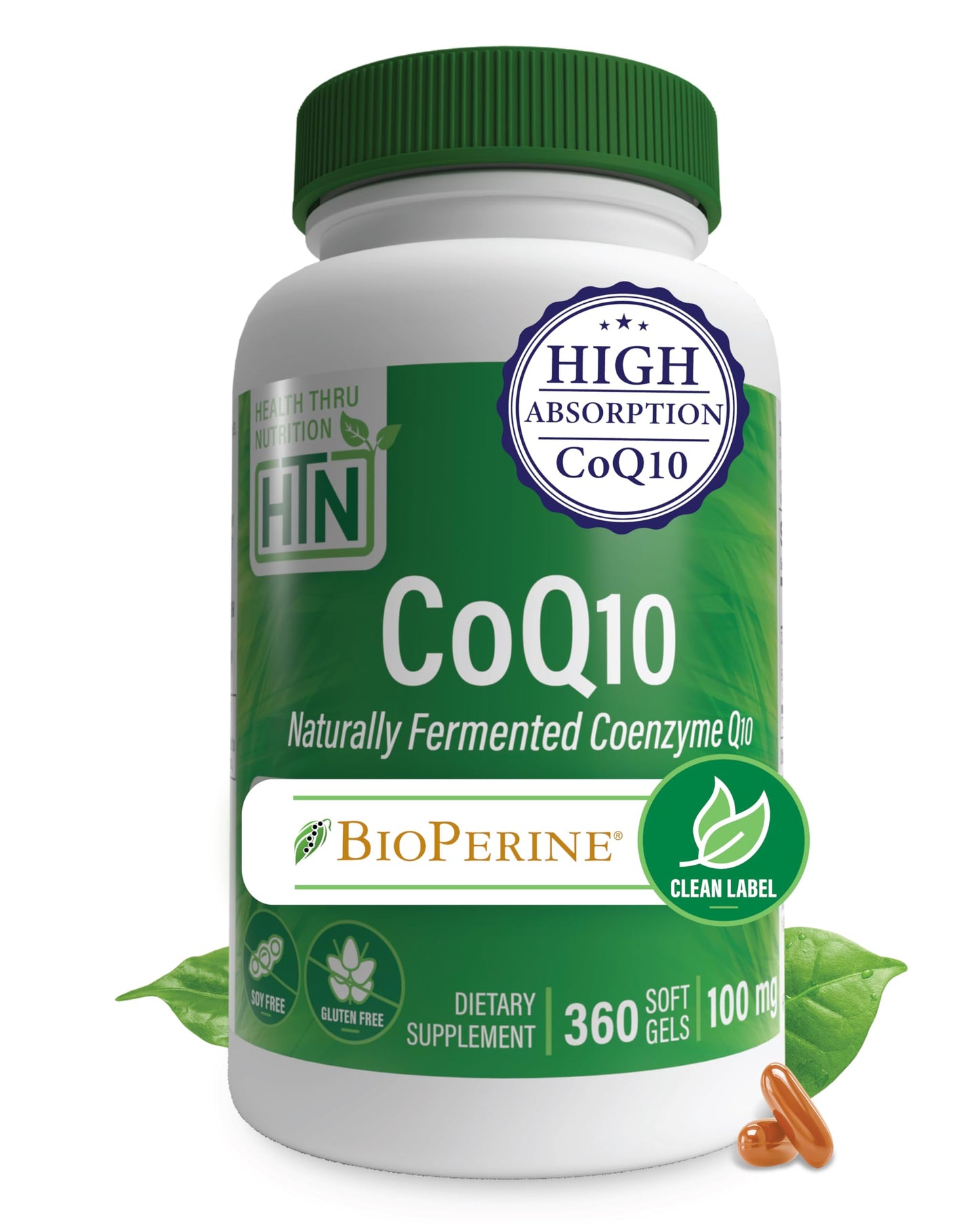 Health Thru Nutrition CoQ-10 100mg with BioPerine Softgels, 360 Softgels