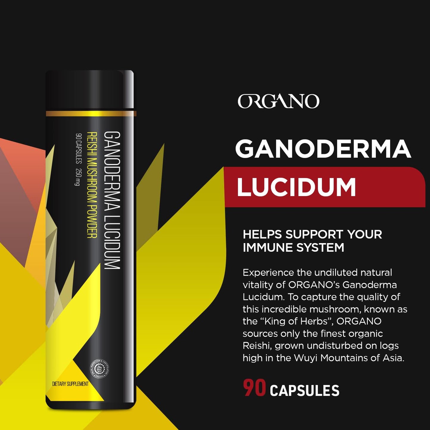 ORGANO OGX Organic Ganoderma Lucidum Capsule, 90 Count