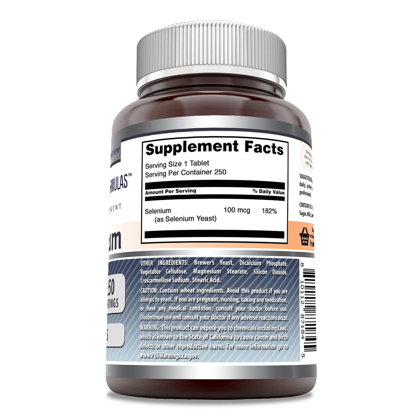 Amazing Nutrition Selenium Supplement 100 mcg per Serving 250 Tablets