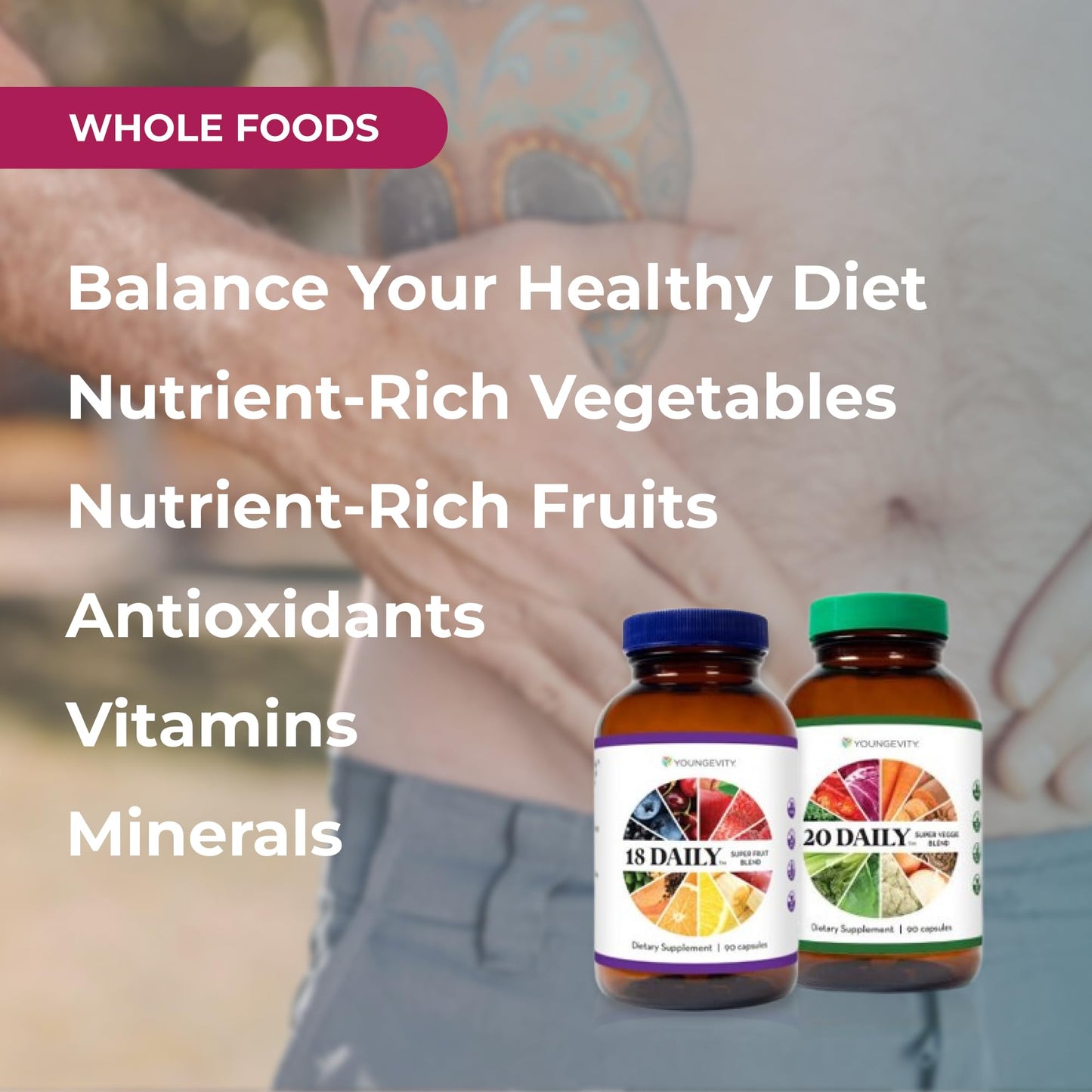 Youngevity 18 Daily Super Fruit Blend & 20 Daily Super Veggie Blend Capsules, Pack of 2