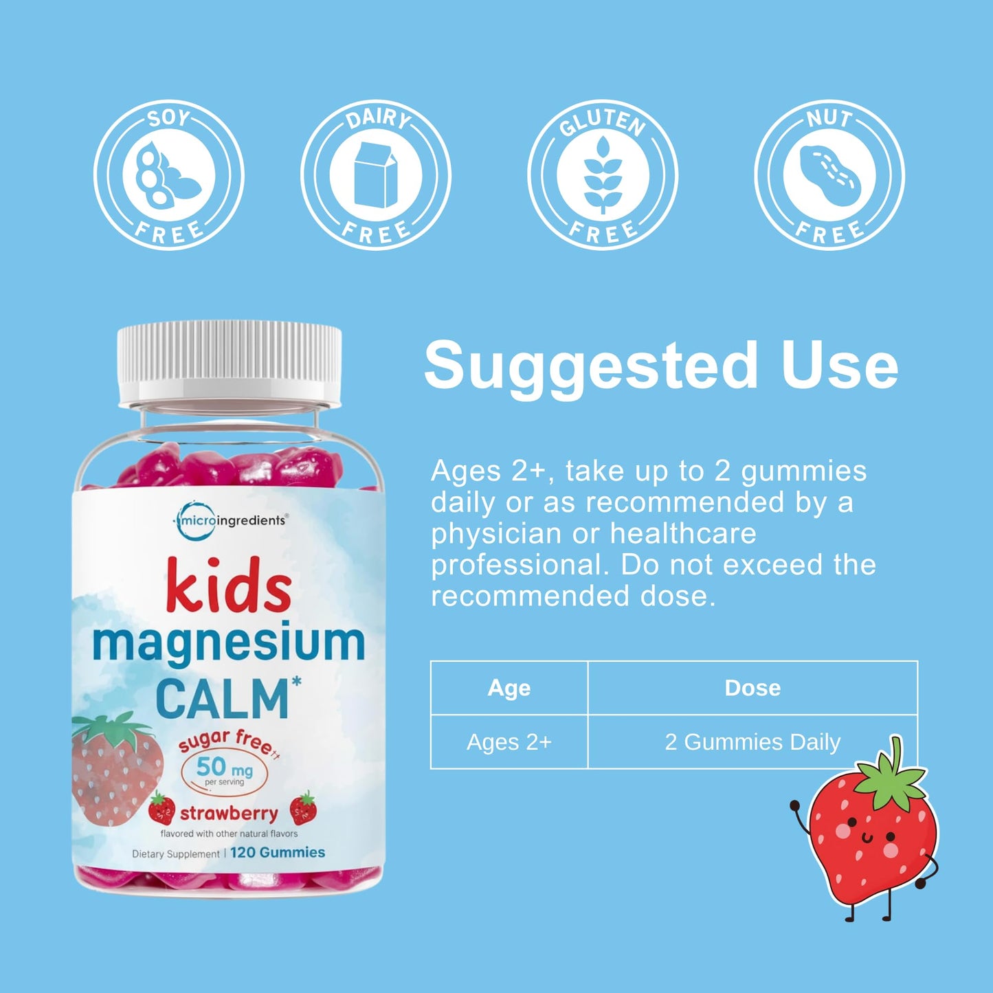 Micro Ingredients Kids Magnesium Gummies for Age 2+ 120 Count