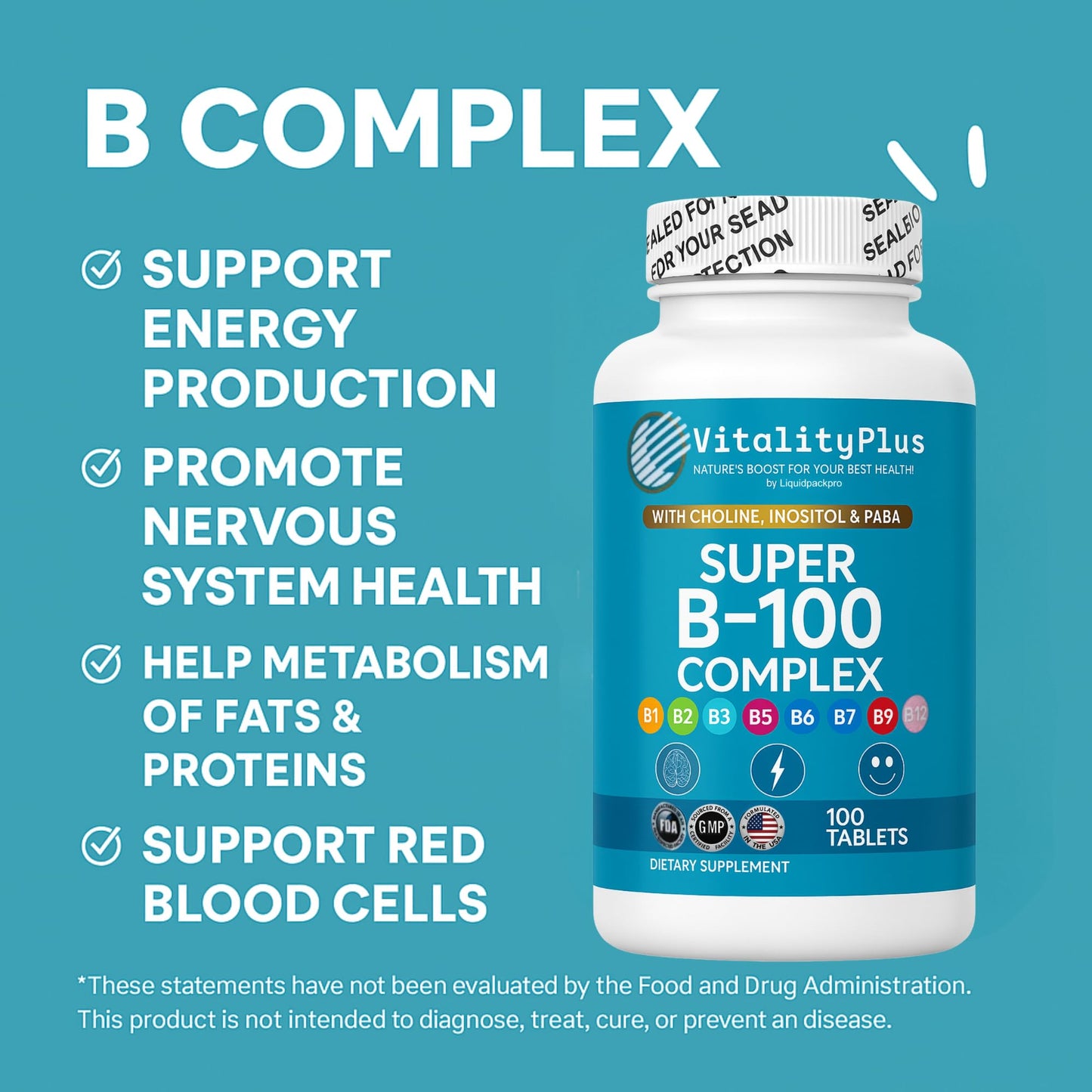 LIQUIDPACKPRO Super B-100 Complex Tablet 100 Tablets