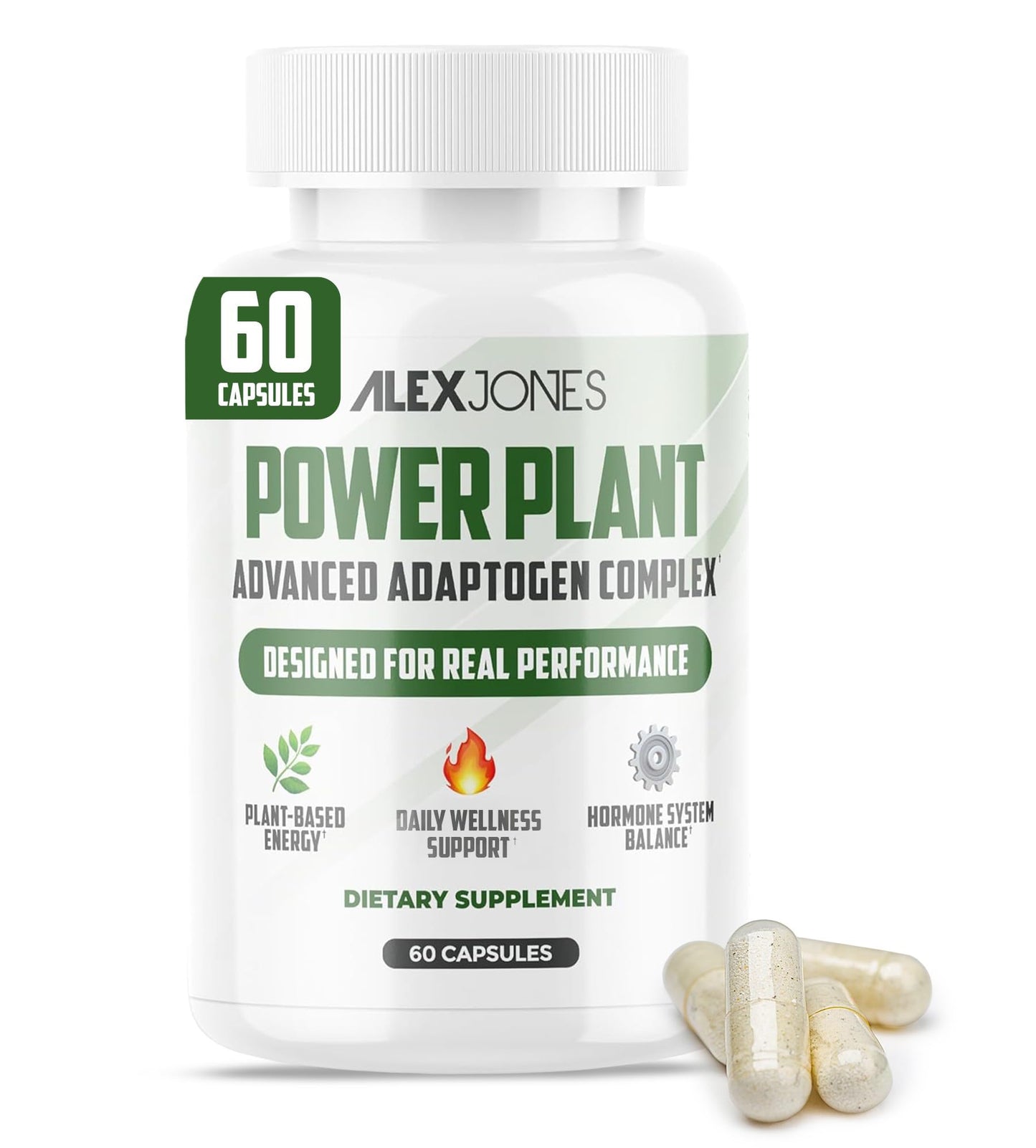 Alex Jones Naturals Adaptogenic Mushrooms with Cordyceps & Rhodiola Daily Blend with Zinc, Selenium & Boron Vegan Mushroom Capsules, 60 Capsules