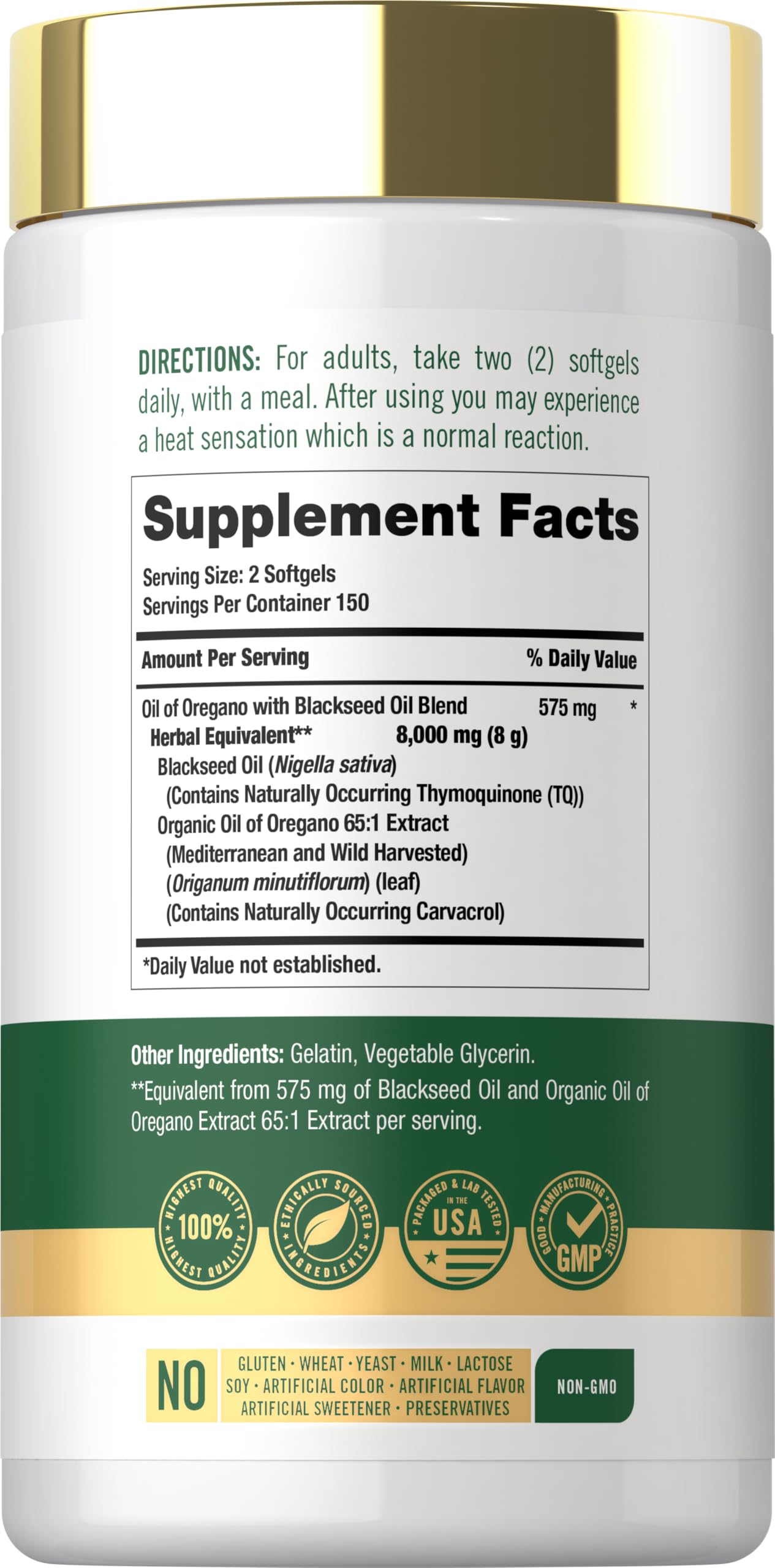 Carlyle Oil of Oregano with Black Seed Oil Softgels, 300 Count