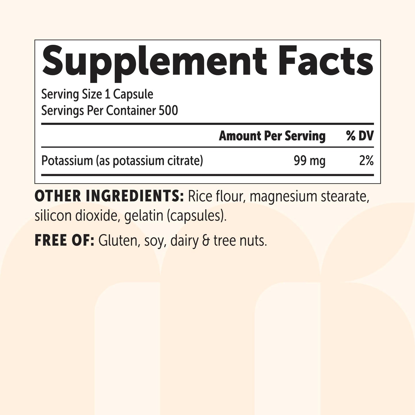 Micro Ingredients Potassium Citrate 99 mg Per Serving, 500 Capsules