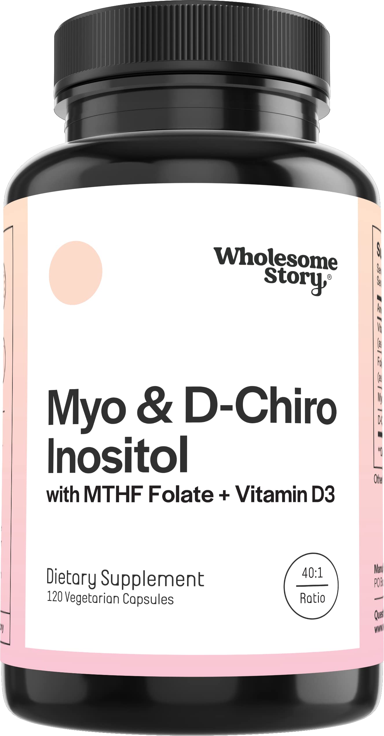 Wholesome Story Myo-Inositol & D-Chiro Inositol Capsules, 120 Count