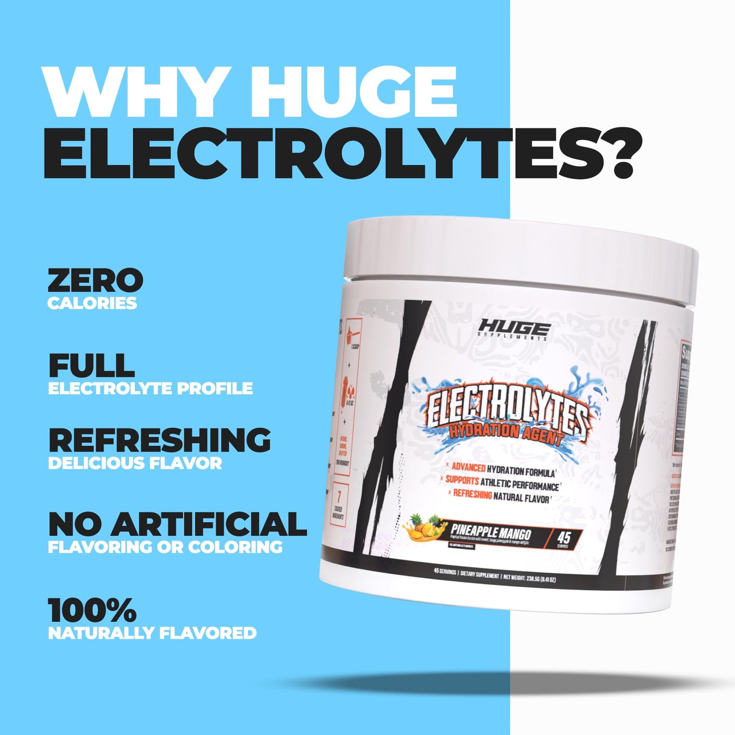 Huge Supplements Electrolytes Powder 45 Servings