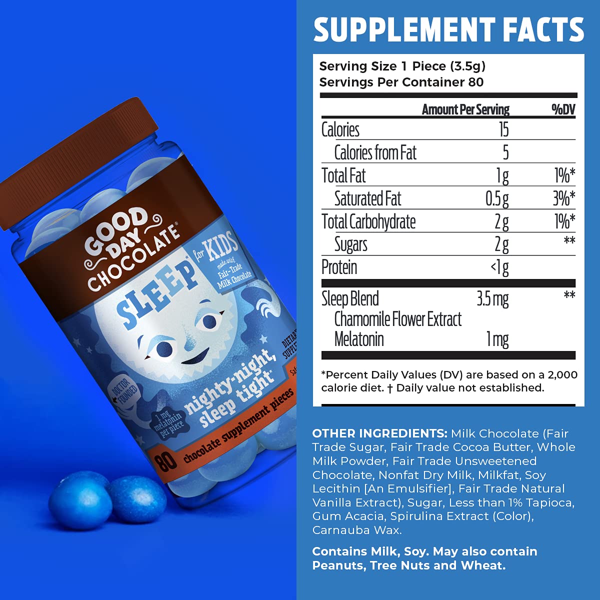 Good Day Chocolate Melatonin for Kids Chewable 80 Count