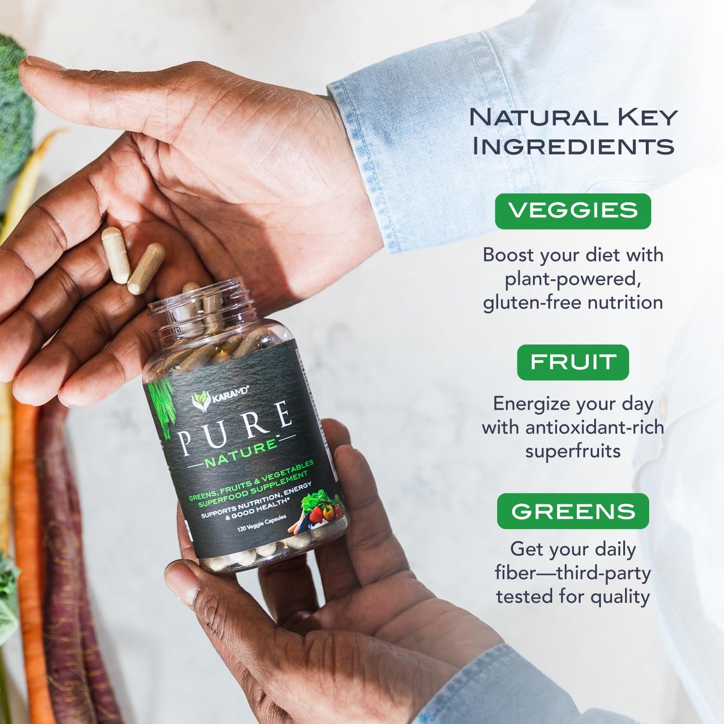 KaraMD Pure Nature Greens Whole Food Supplement & UltraBeets Beetroot Superfood Powder, 30 Servings