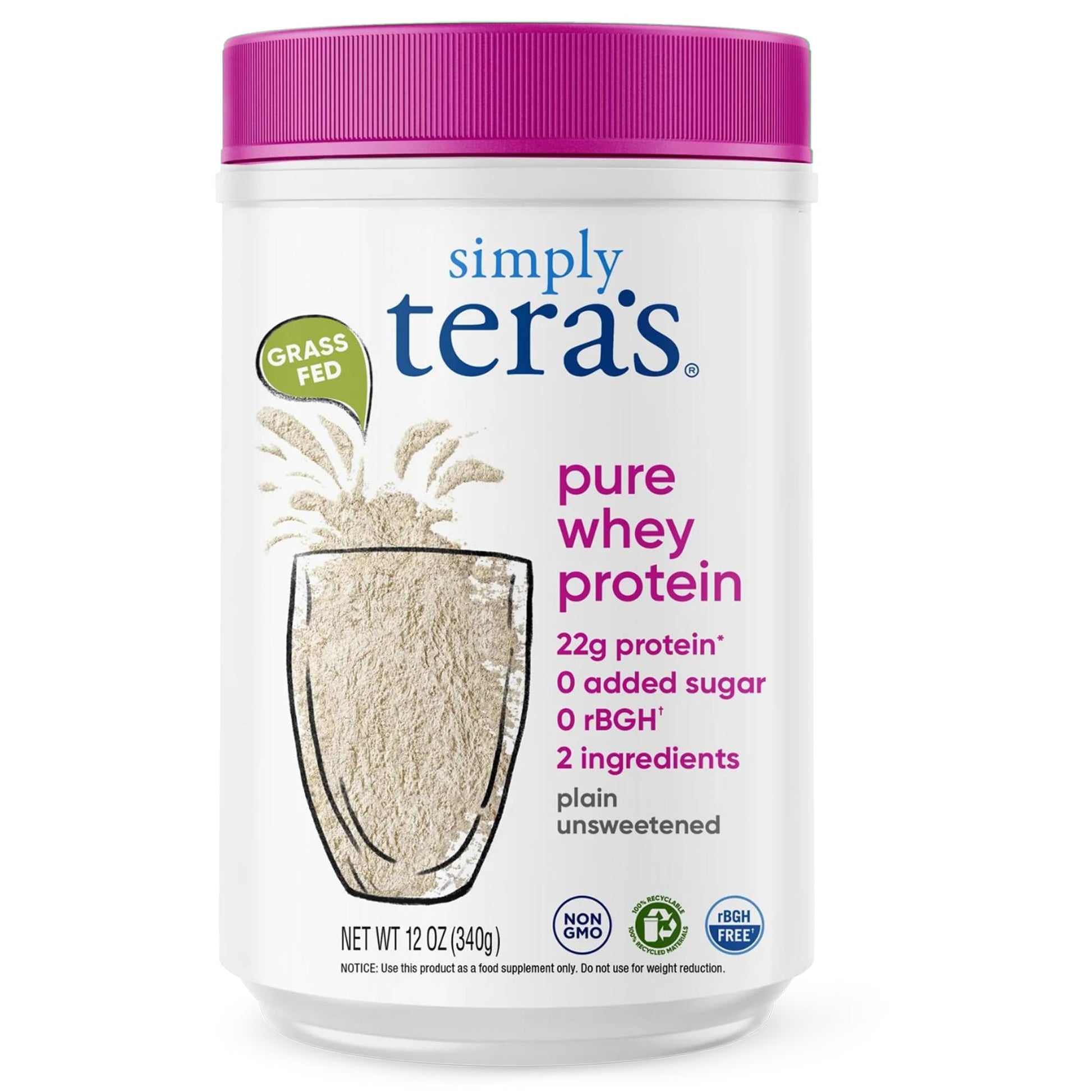 Simply Tera's Pure Whey Protein Powder 12 oz