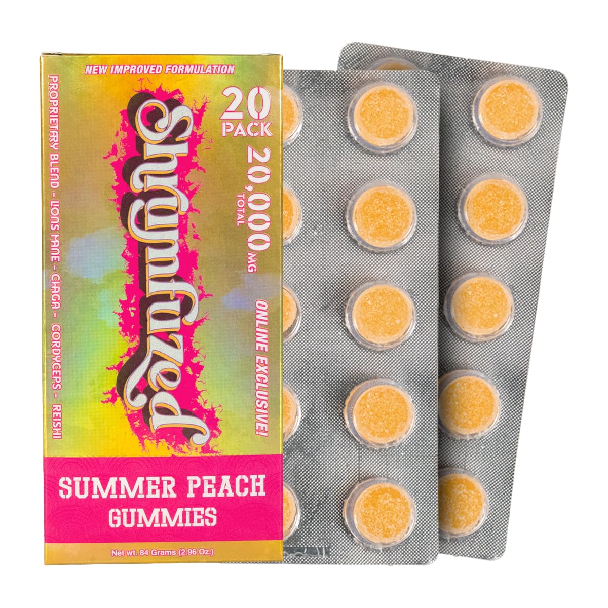 Shrumfuzed Proprietary Nootropic Gummy Lion's Mane, Reishi, Chaga, and Cordycep Nootropic Mushroom Blend, 20 Gummies