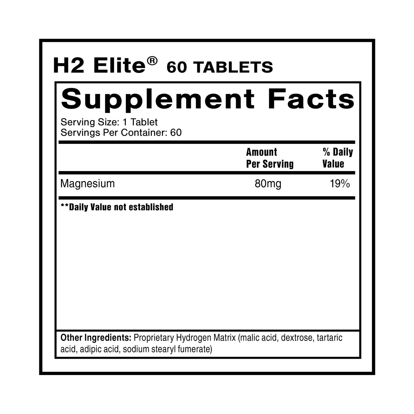 Quicksilver Scientific H2 Elite - Molecular Hydrogen for Energy + Metabolism Support, 60 Tablets