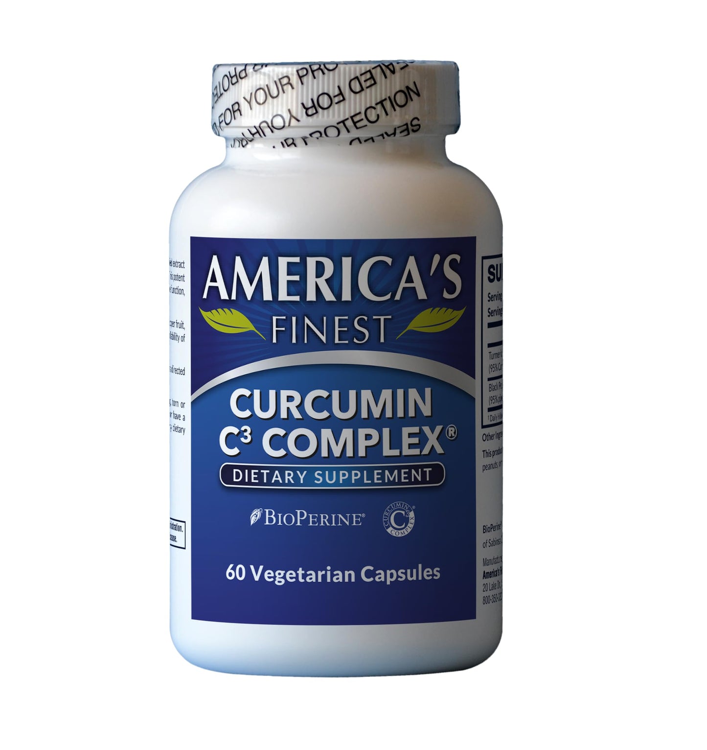 AFI America's Finest Inc Curcumin C3 Complex 500mg with BioPerine Veg Capsules, 60 Count