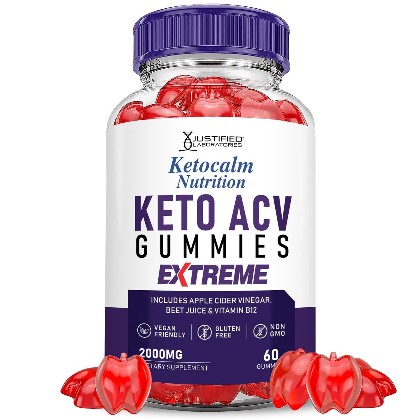 Justified Laboratories Ketocalm Keto ACV Gummies Extreme, 60 Count