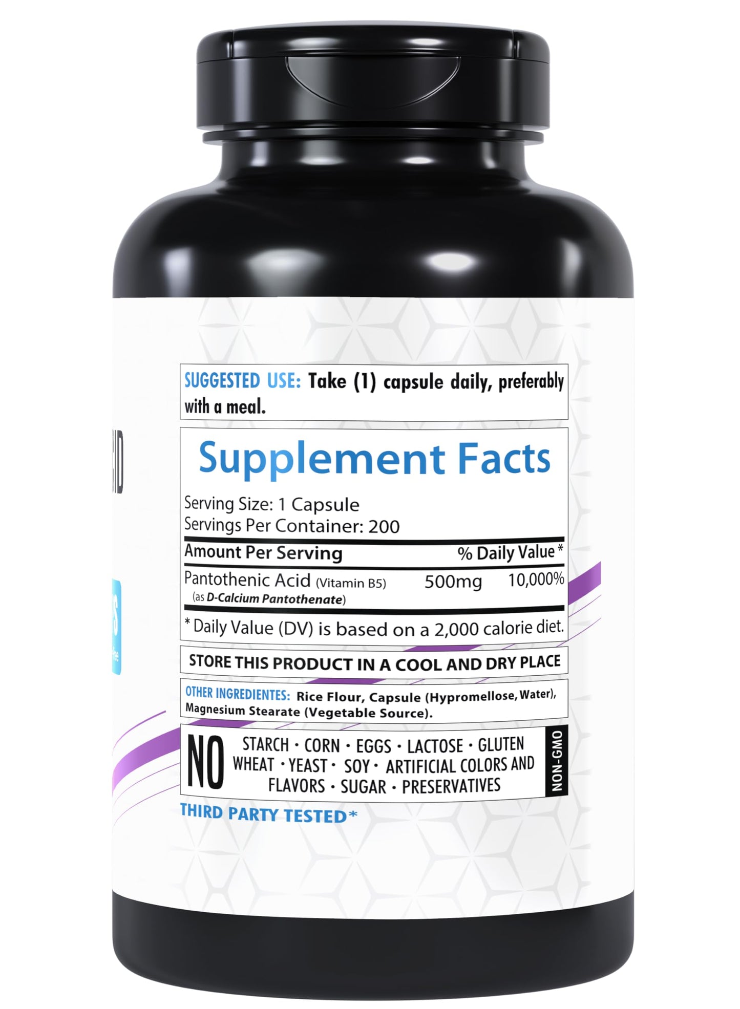 Healthfare Pantothenic Acid 500mg Capsules 400 Count