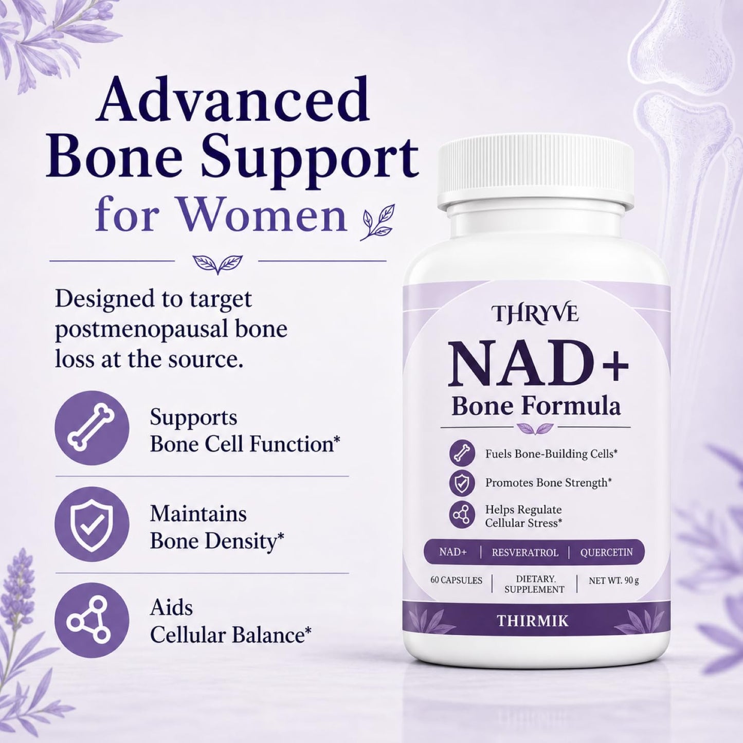 XDQXDQ Thirmik Thryve NAD+ Bone Formula for Women Capsule 60