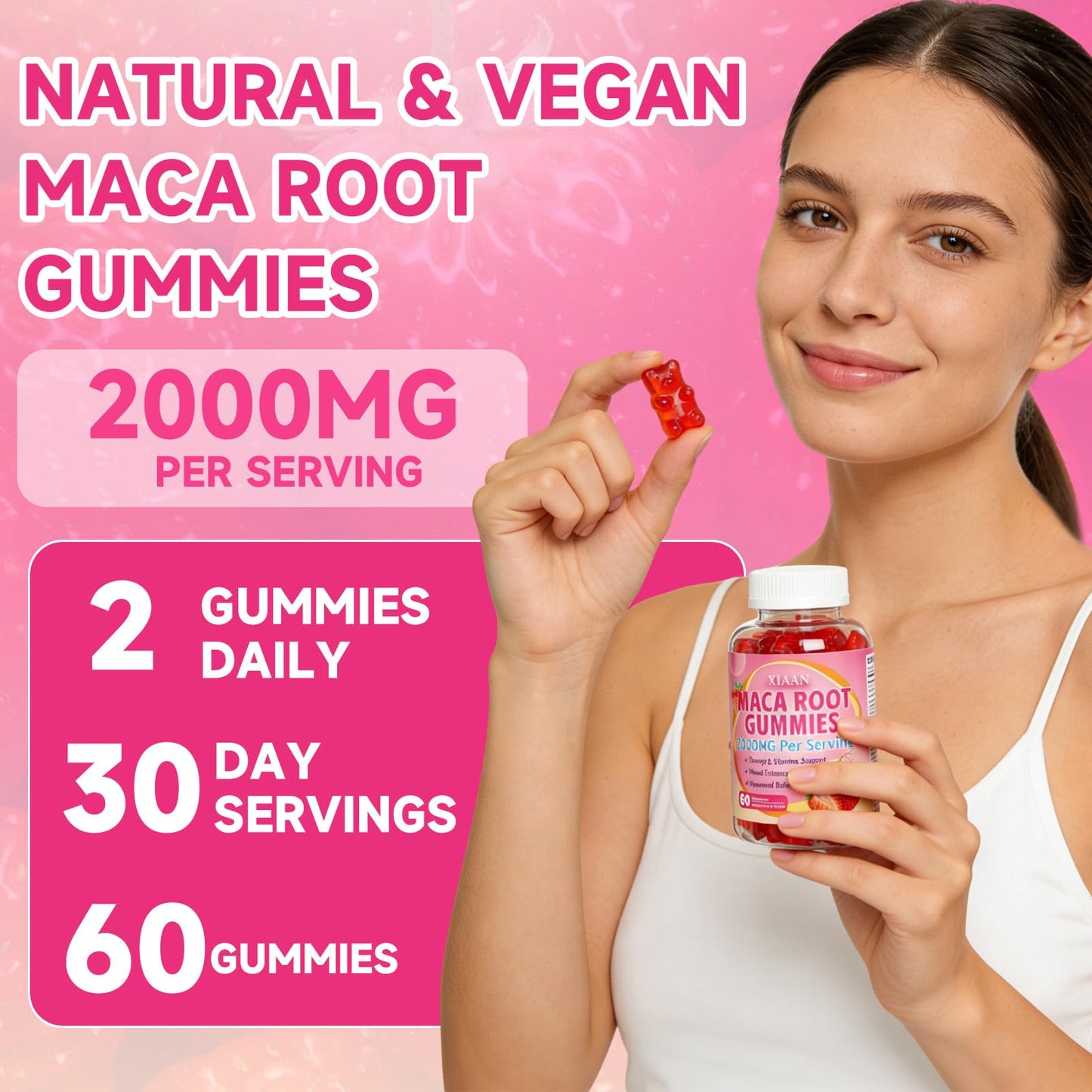 XIAAN Maca Root Gummies for Women & Men 60 Count