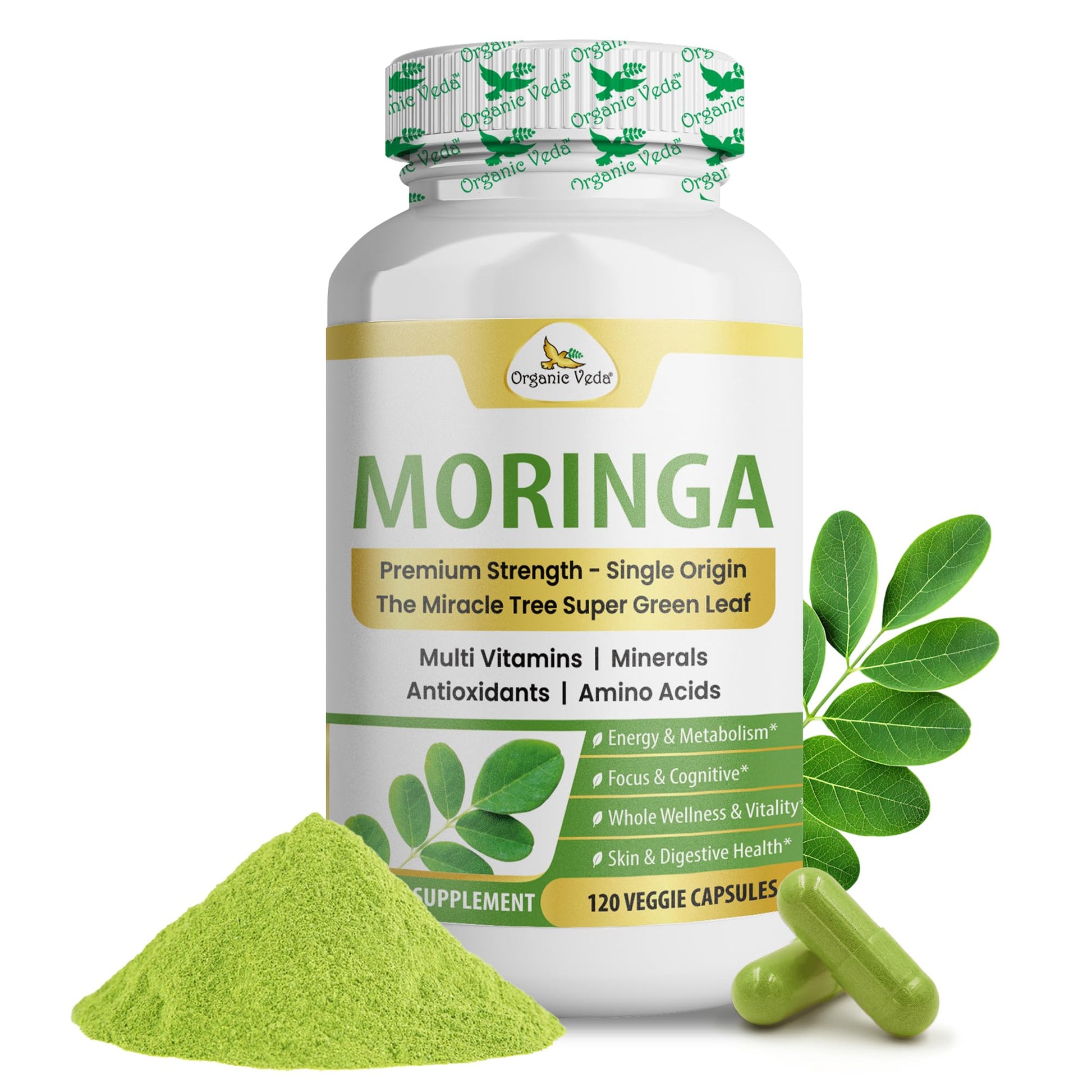 Organic Veda Moringa Capsule 1000mg, 120 Capsules