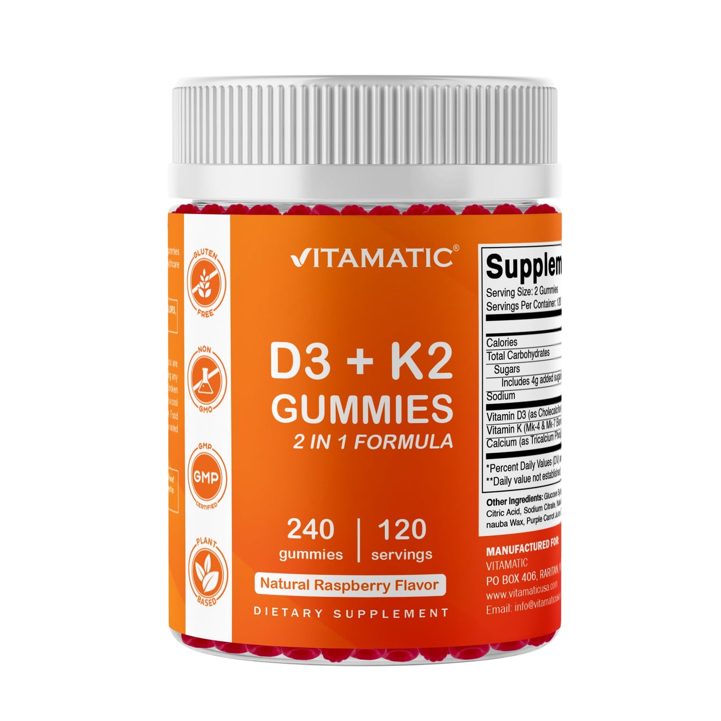 Vitamatic Vitamin D3 K2 with Calcium Gummies 240 Count