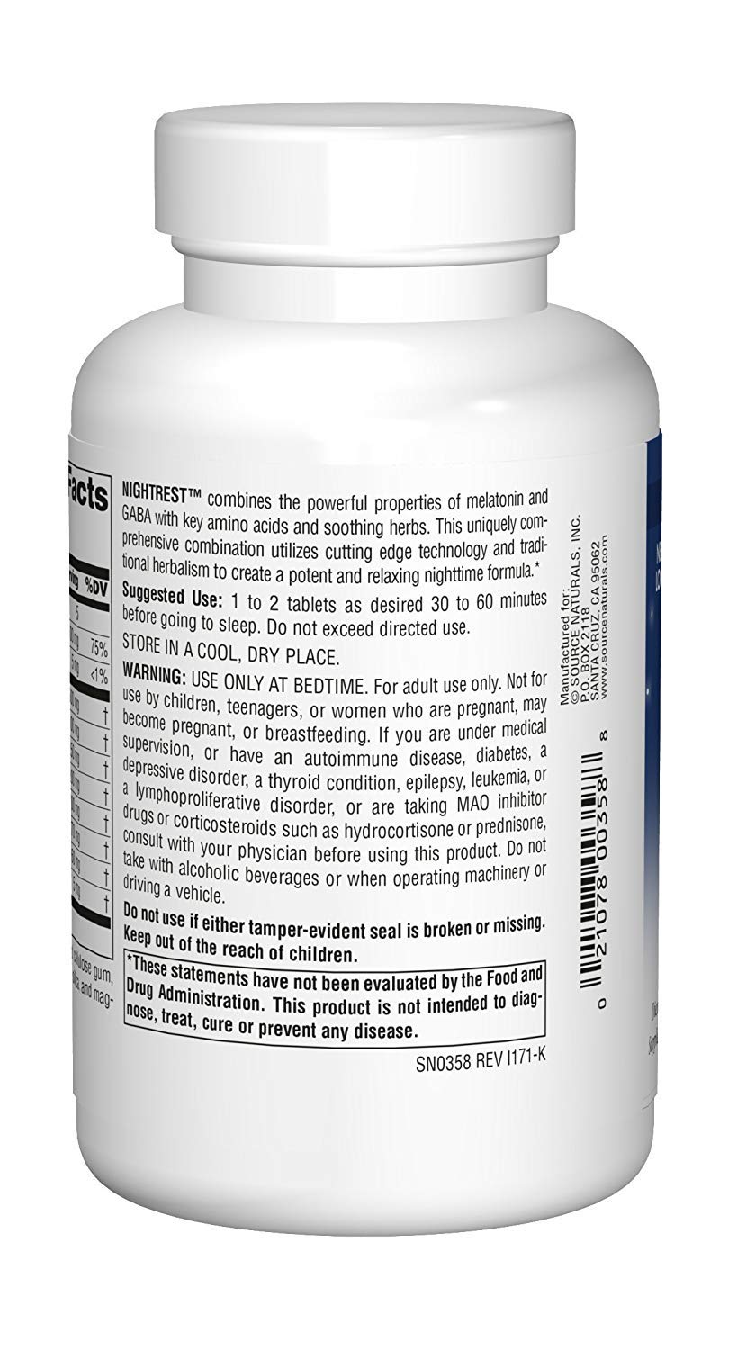 Source Naturals Night Rest with Melatonin Tablet, 100 Tablets